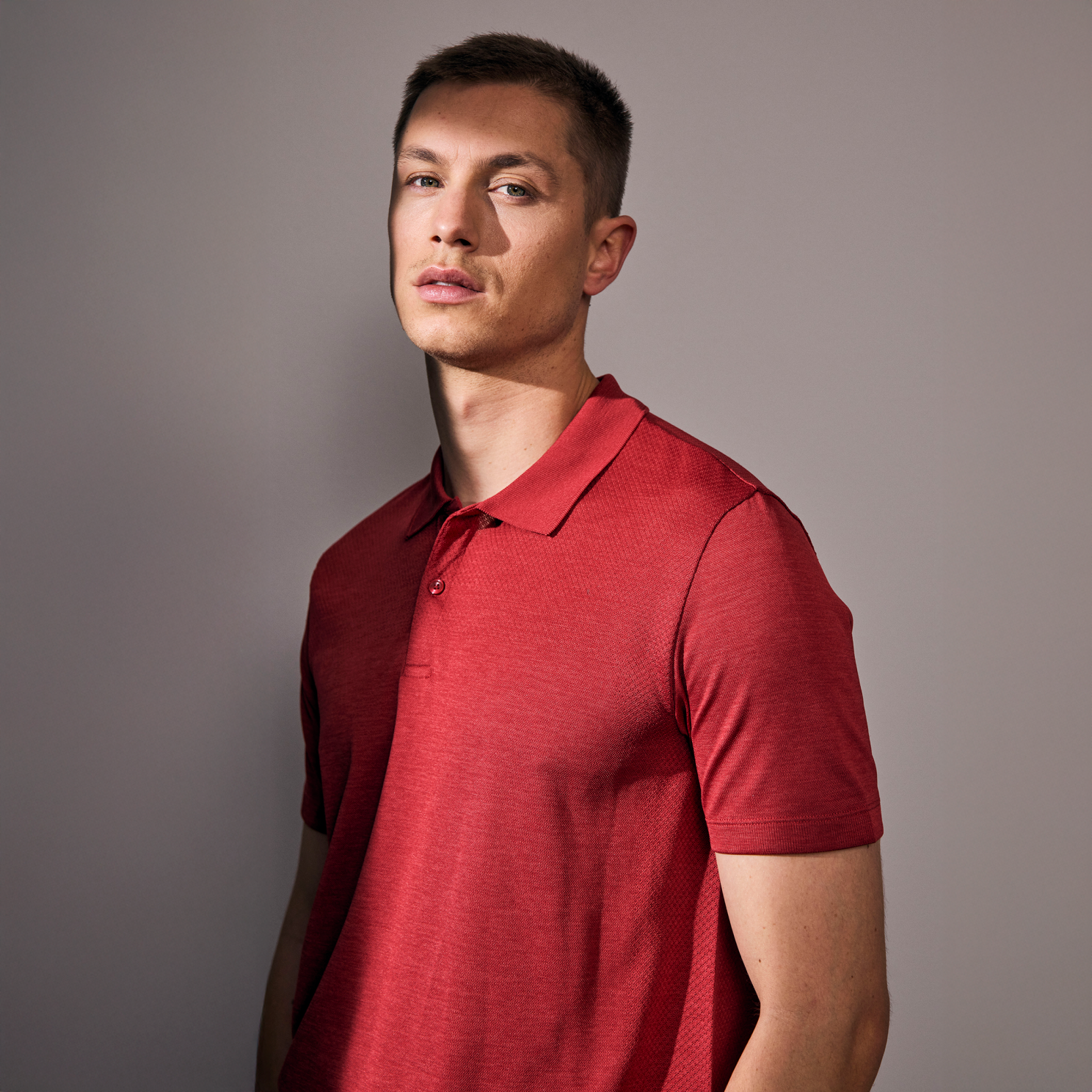 ID Active Herre Polo - Mørk rød melange