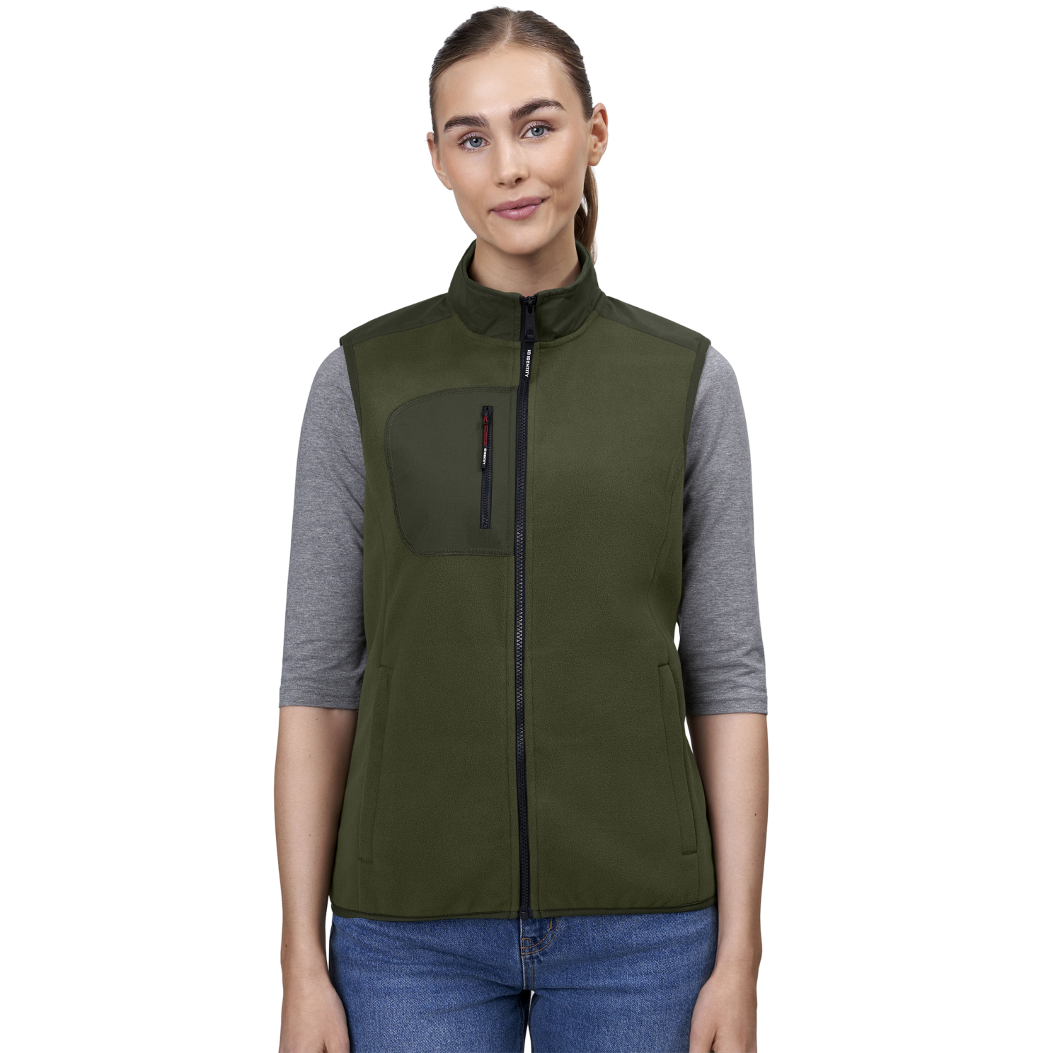 ID Bonded Dame Vest m. fleece - Oliven