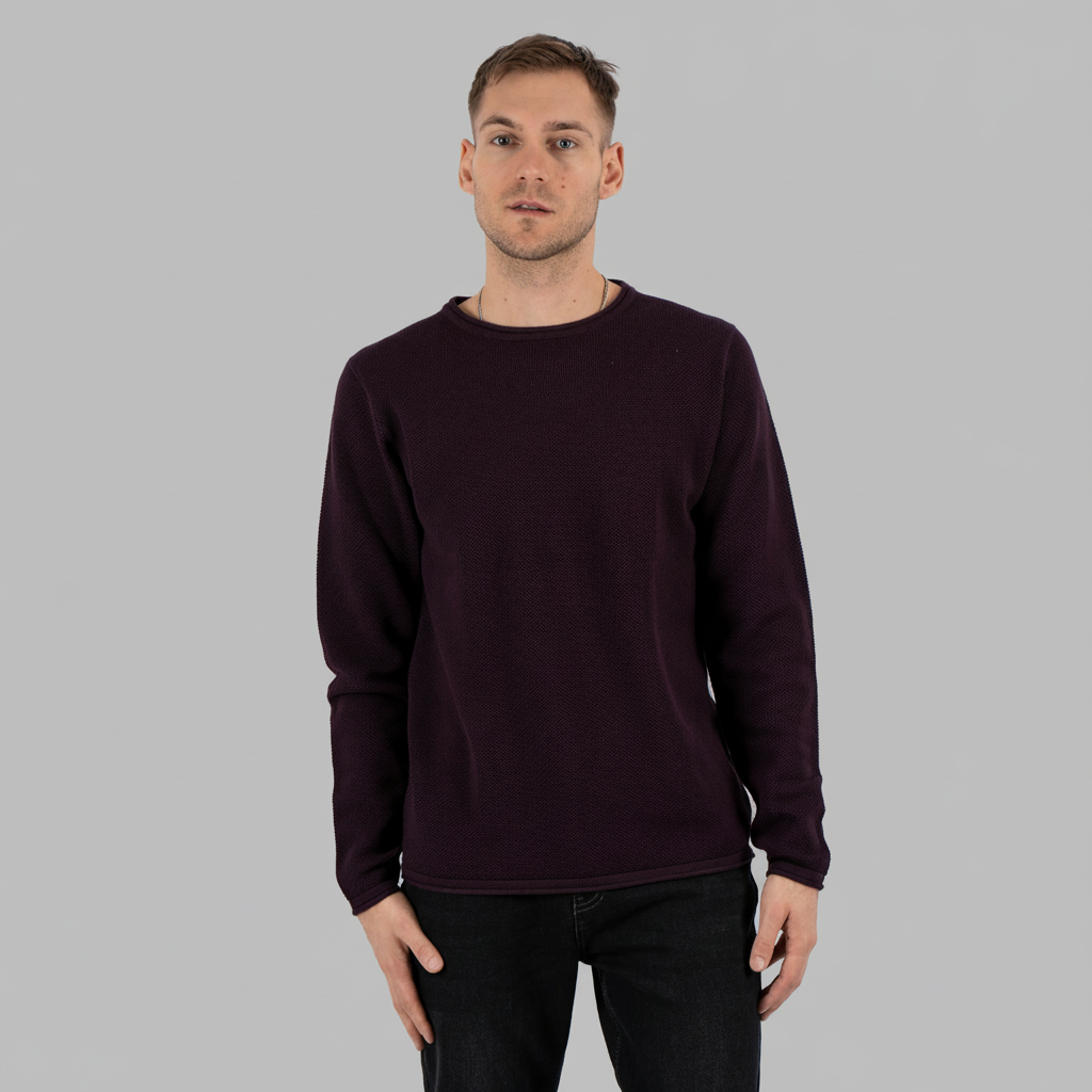 Marcus Langdon Herre Striktrøje - Dark Plum