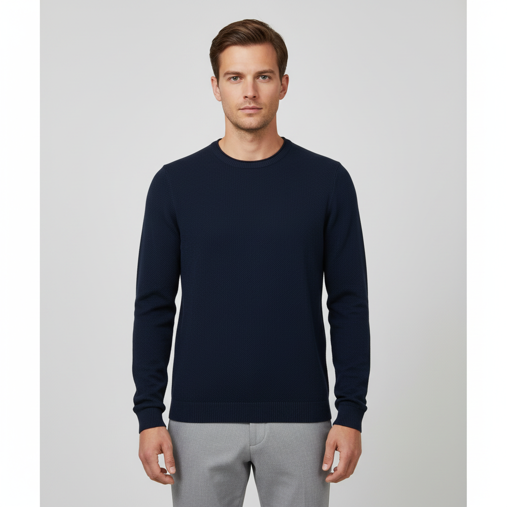 Marcus Langdon Herre Striktrøje - Insignia Blue Mix