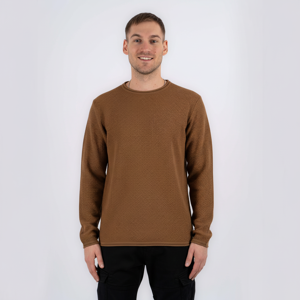 Marcus Langdon Herre Striktrøje - Tobbaco Brown Mix