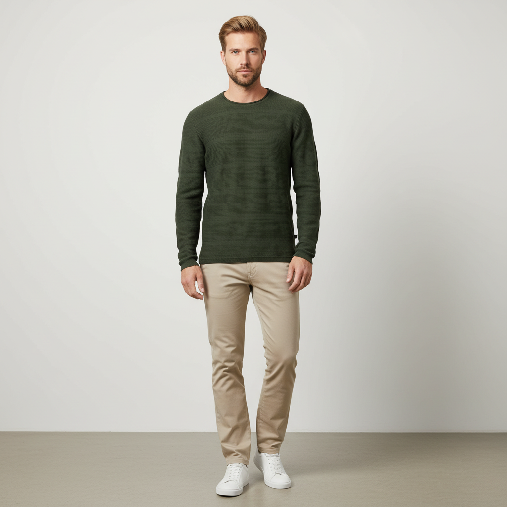 Marcus Kaisen Herre Striktrøje - Army green