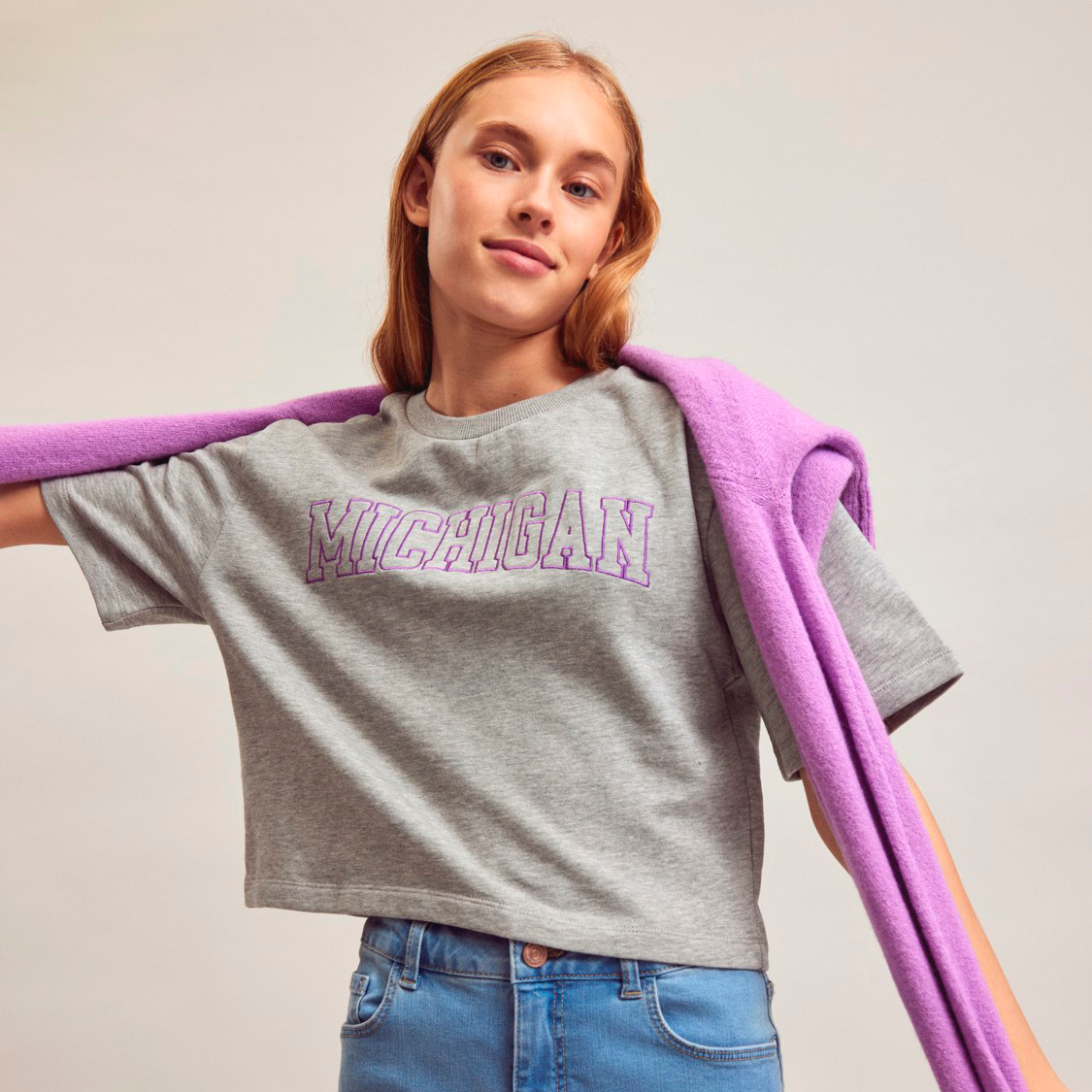 LMTD Pige T-shirt i økologisk bomuld - Grey Melange