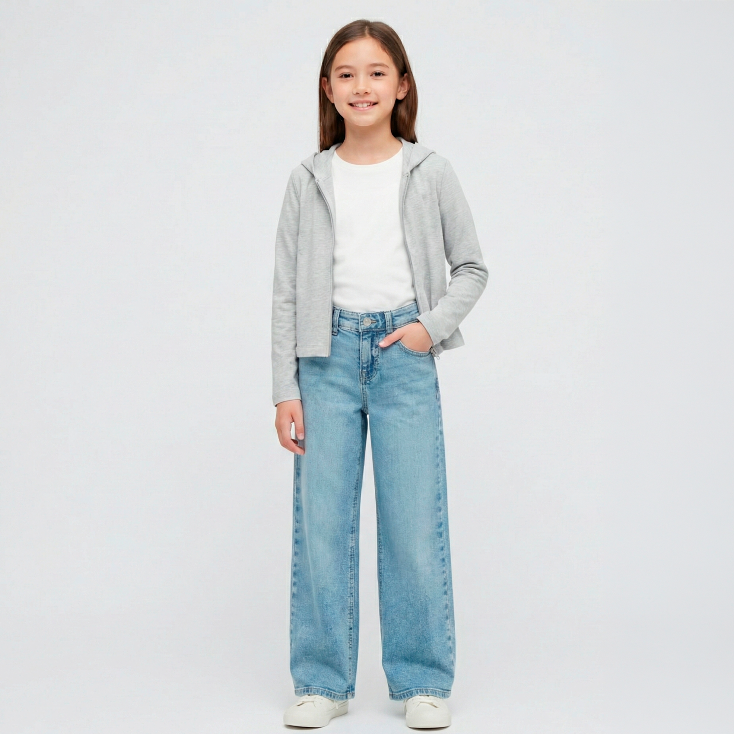 Guppy FAY Pige Hættetrøje - Light Grey Melange