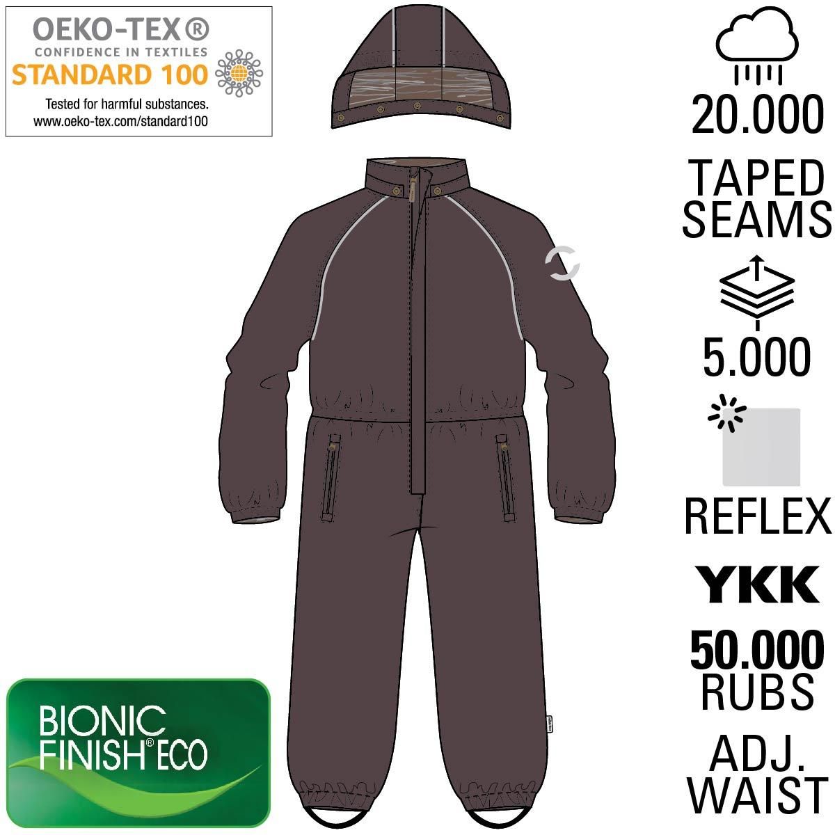 Mikk-line Børne Flyverdragt m. BIONIC-FINISH® ECO coating - Raisin