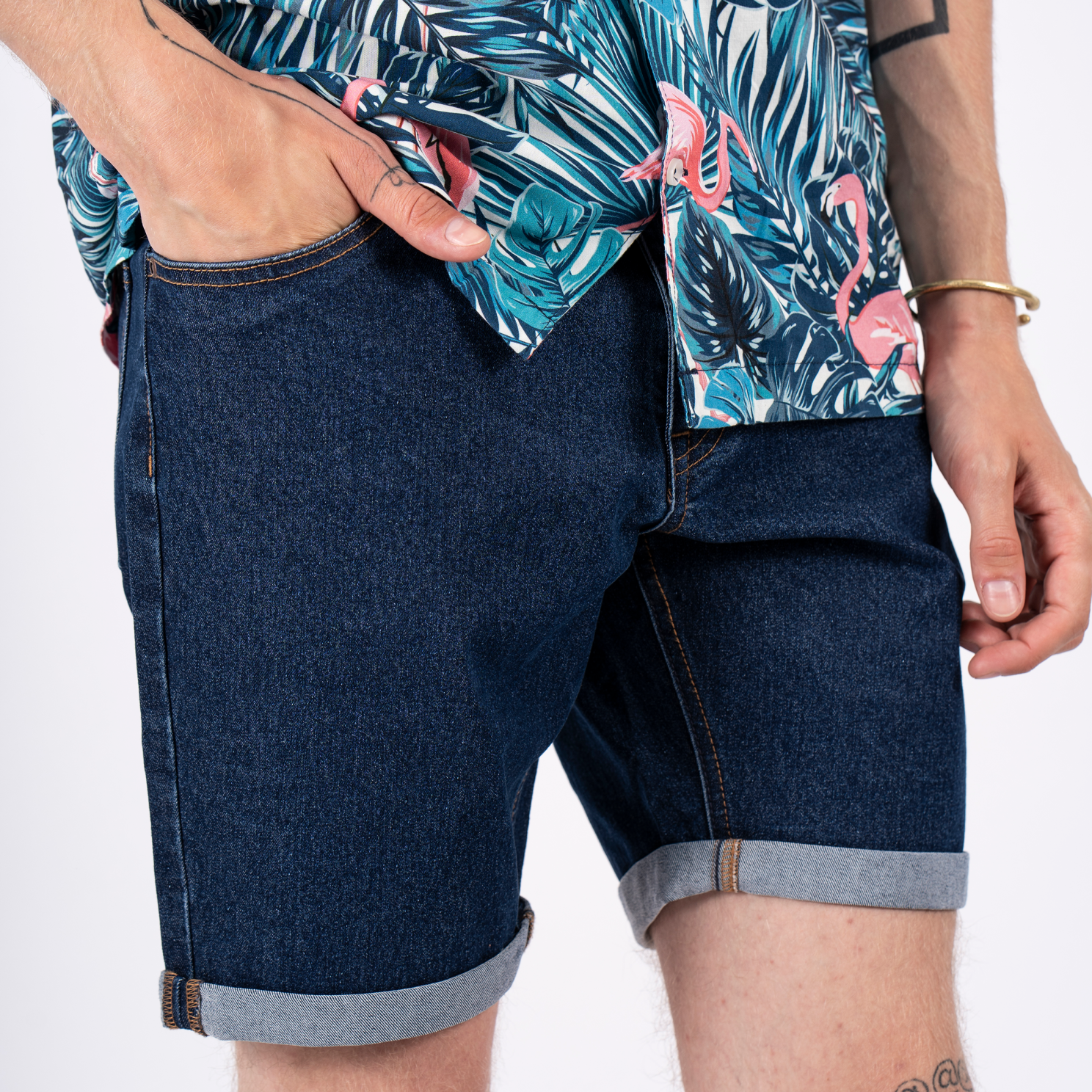 Marcus Slade Herre Shorts - Raw Dark Blue