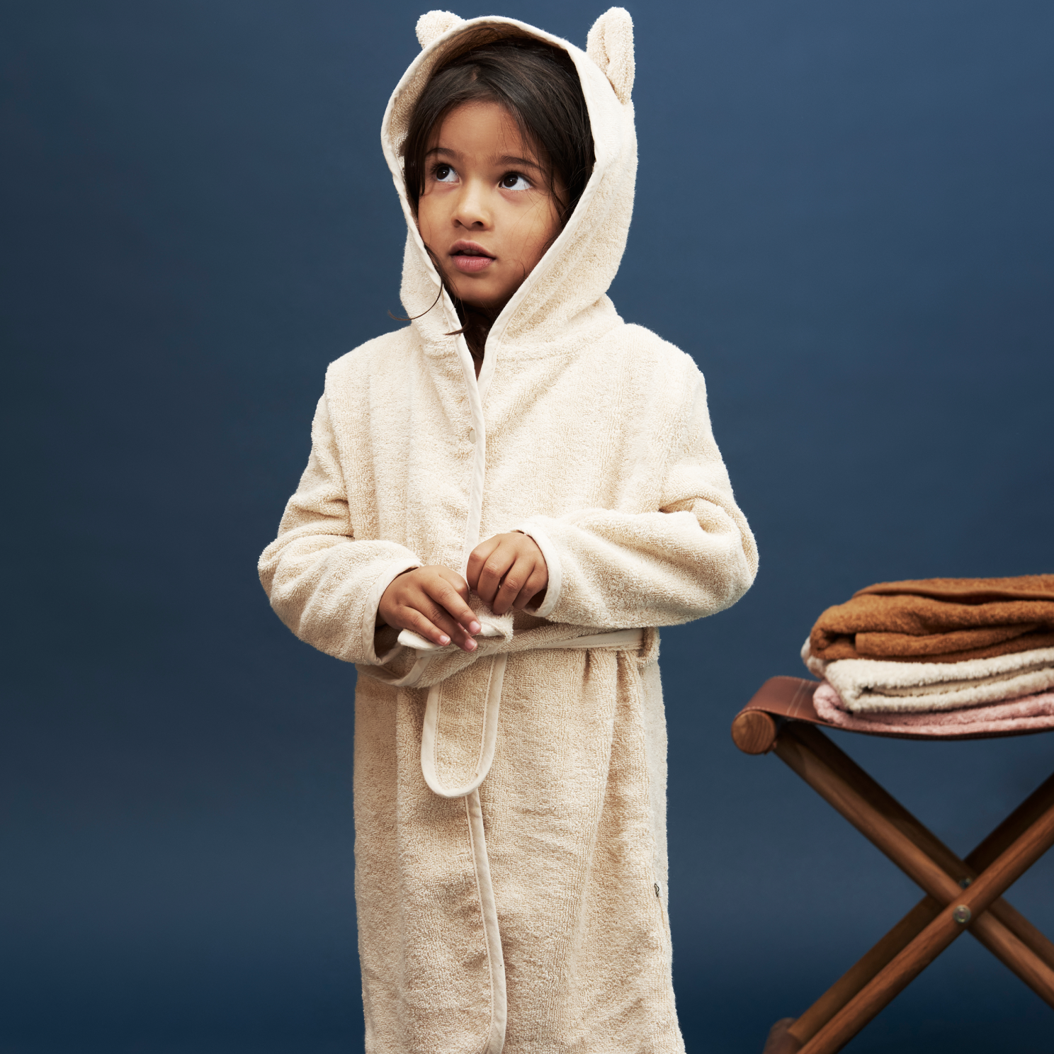 Pippi Børne Morgenkåbe i økologisk bomuld - Sandshell
