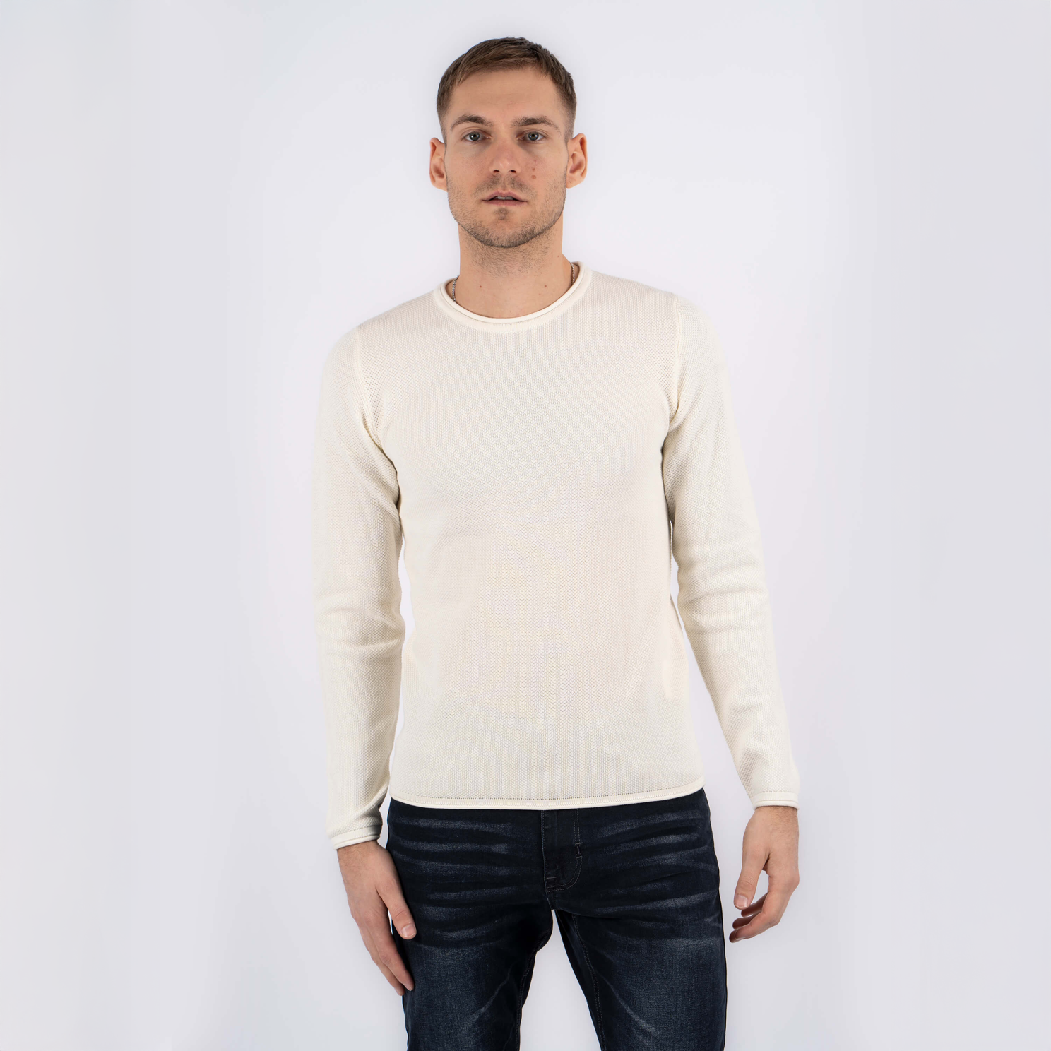 Marcus Langdon Herre Striktrøje - Offwhite