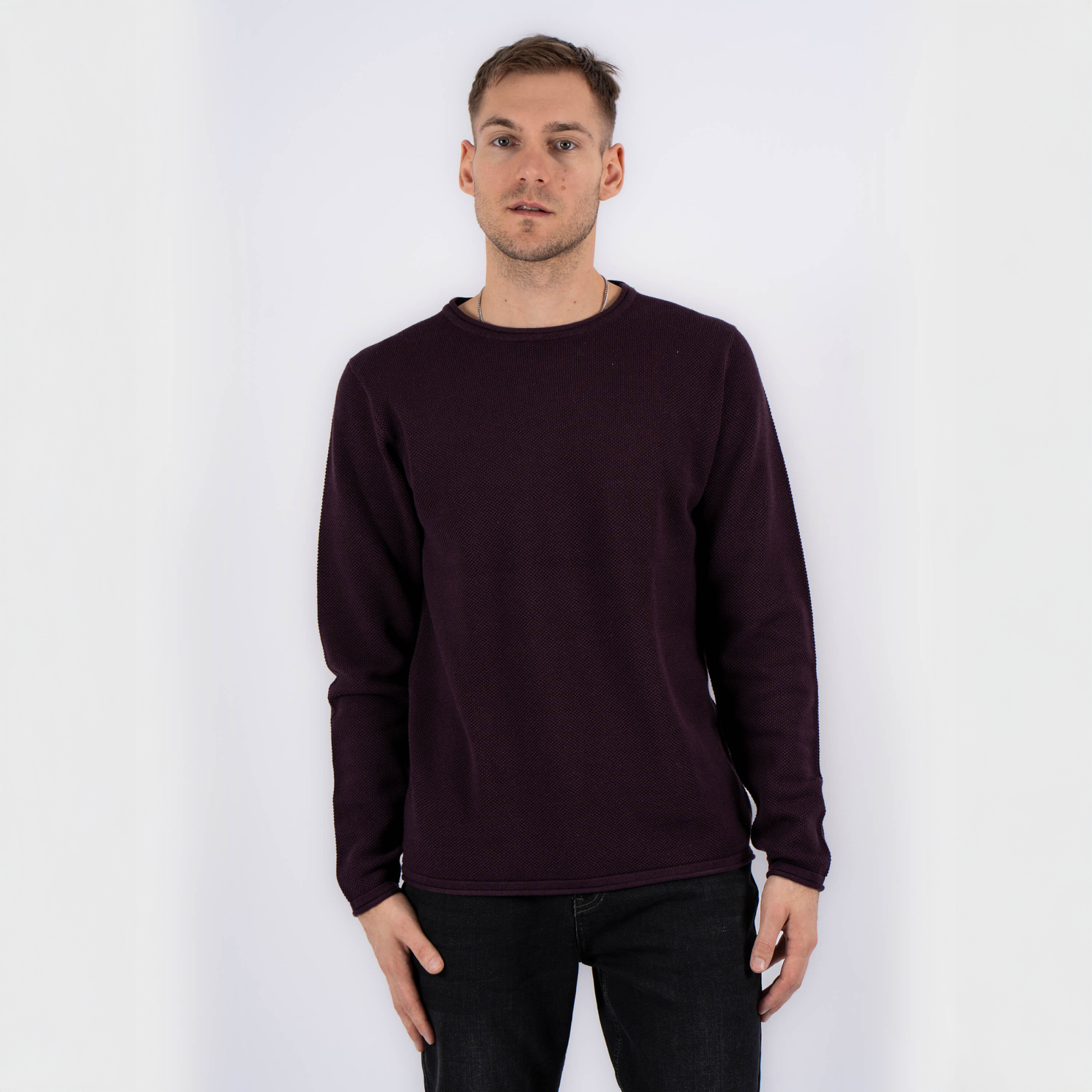 Marcus Langdon Herre Striktrøje - Dark Plum