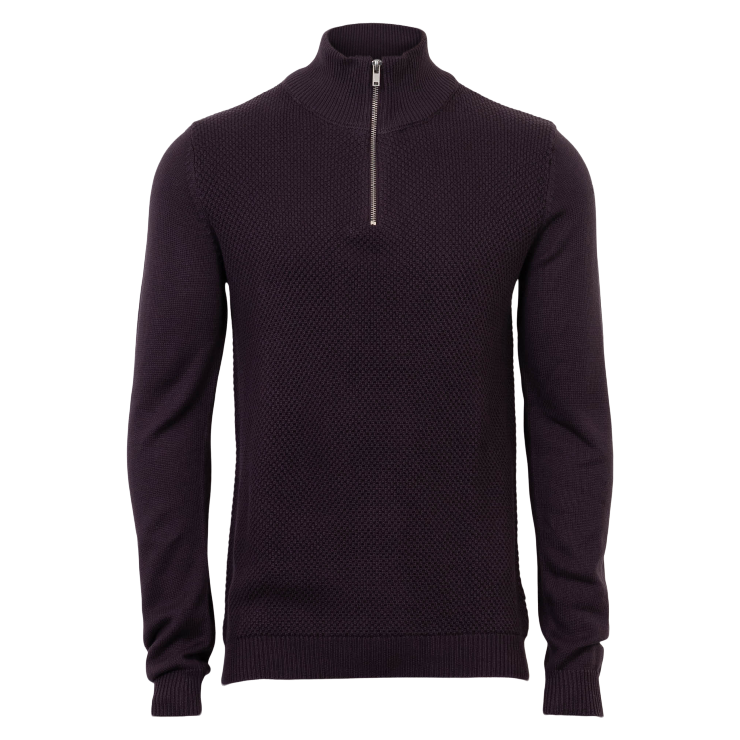 Marcus Hubble Half Zip Herre Striktrøje - Dark Plum