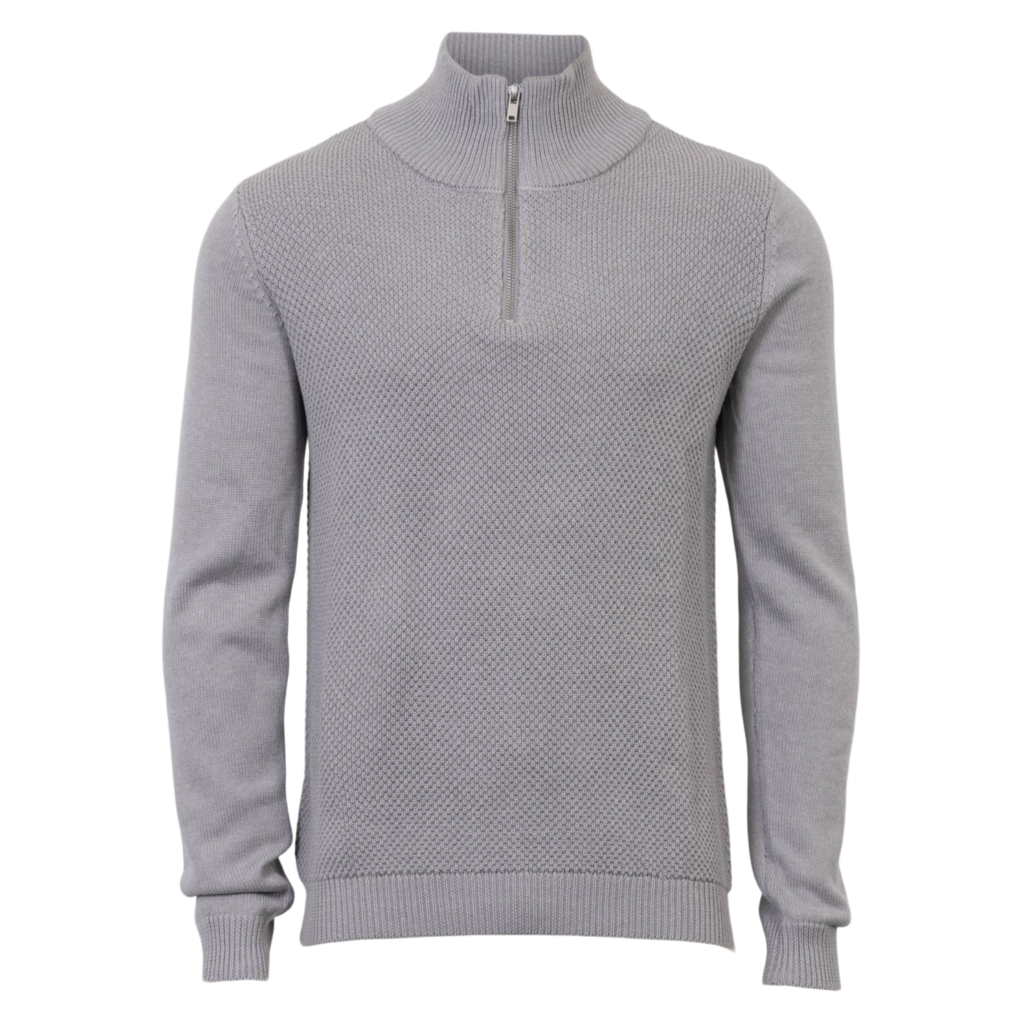 Marcus Hubble Half Zip Herre Striktrøje - Lt.grey mix