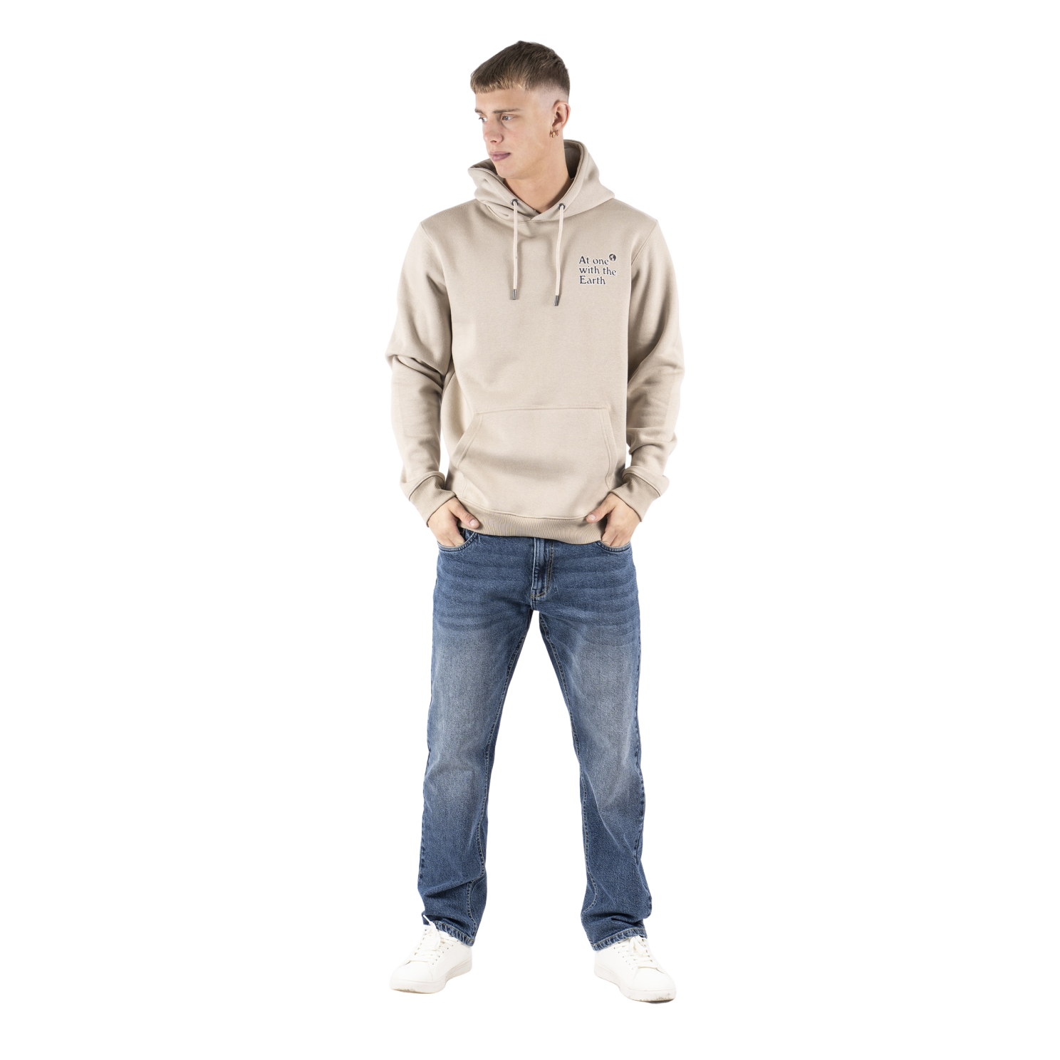 Marcus Colin Herre Sweatshirt m. hætte - Bright Sand