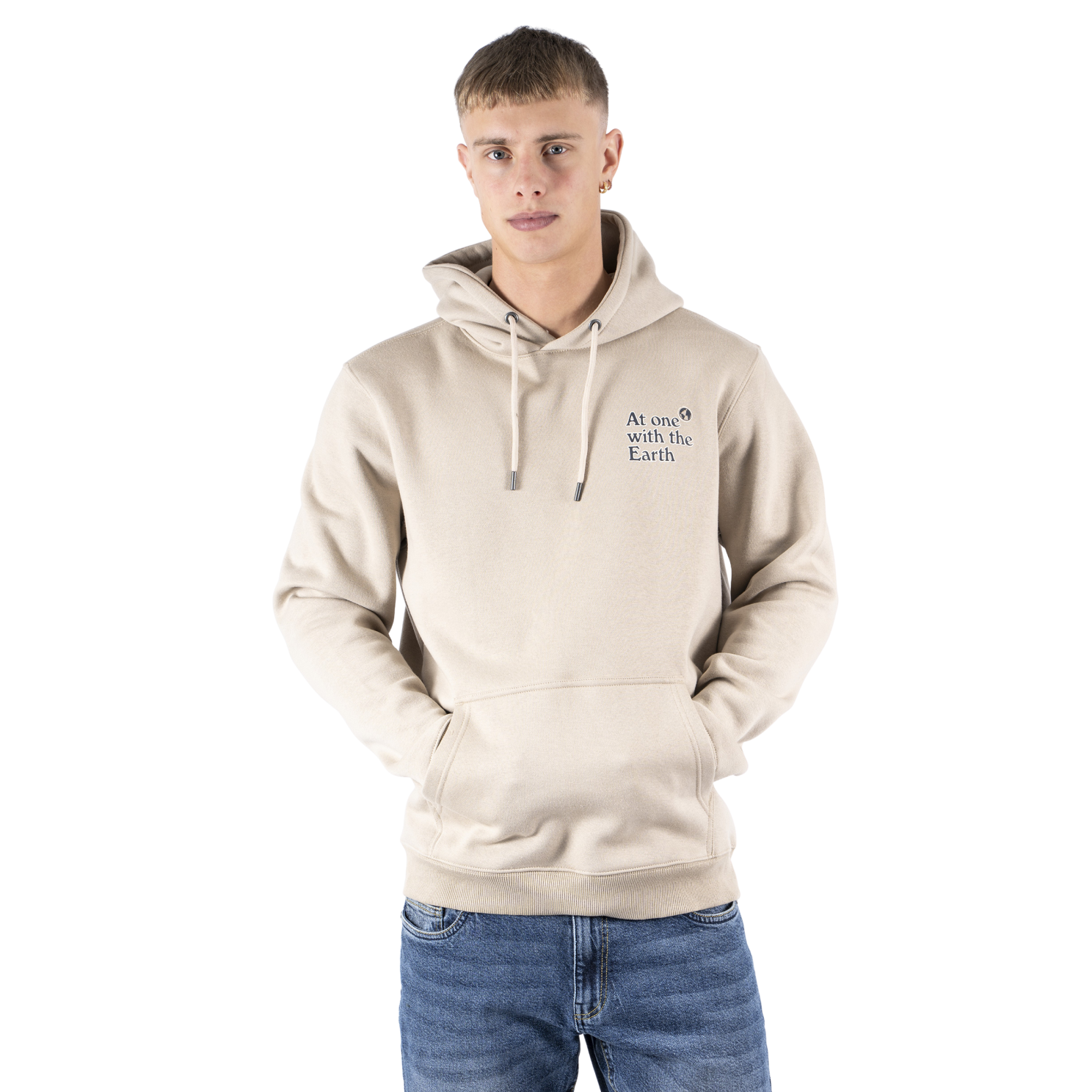 Marcus Colin Herre Sweatshirt m. hætte - Bright Sand
