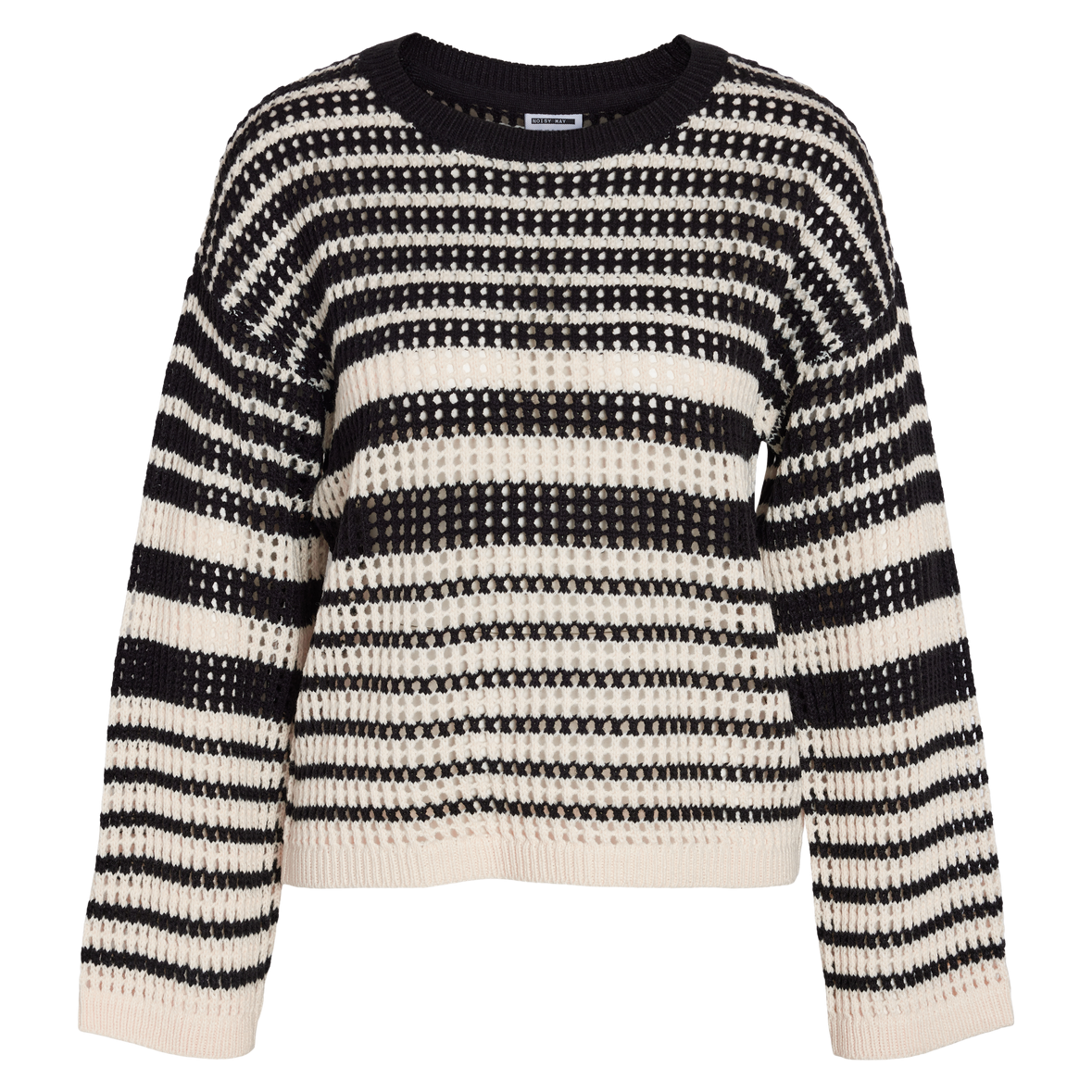 Noisy May Dame Striktrøje - Eggnog/Black