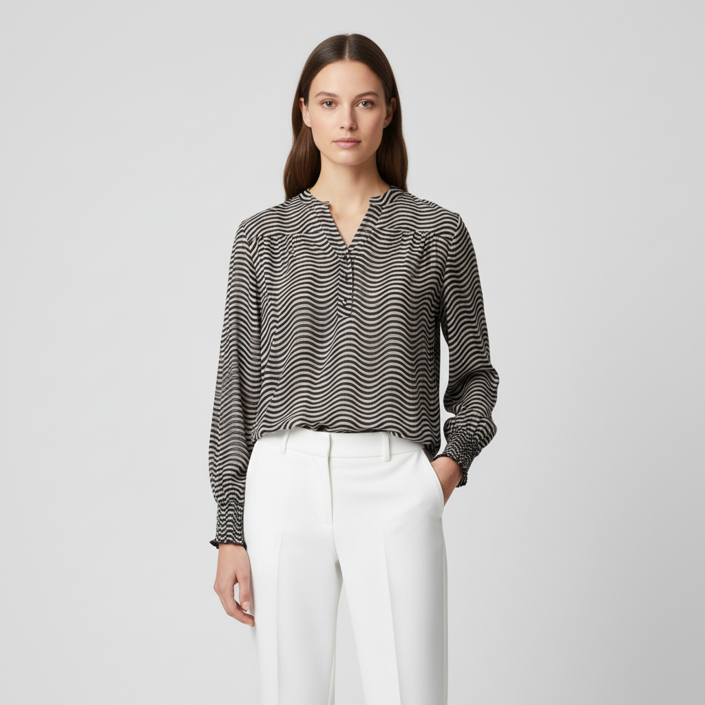 ZbyZ Dame Bluse - Moon Rock/Black