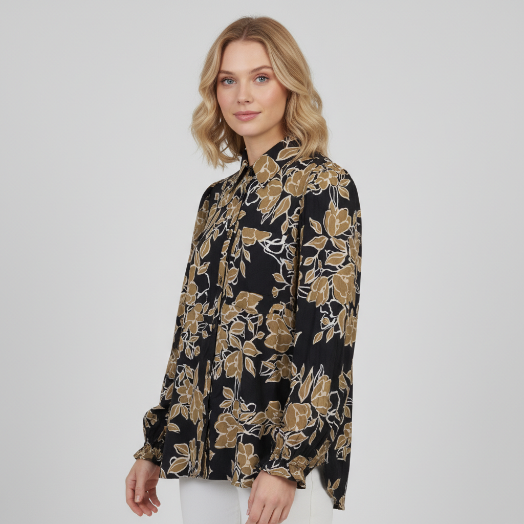 ChaCha Dame Skjorte - Flower AOP