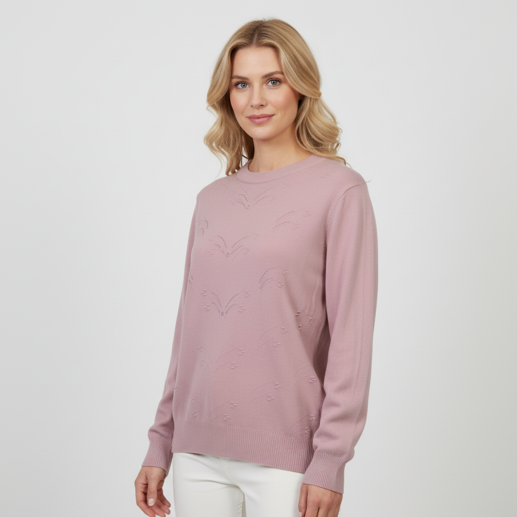 Etoile Dame Striktrøje - LYSERØD