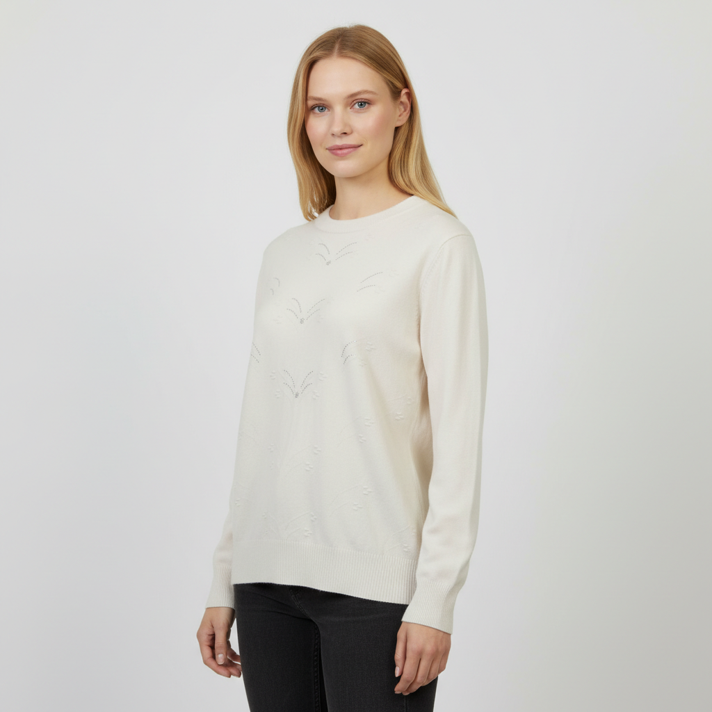 Etoile Dame Striktrøje - OFFWHITE