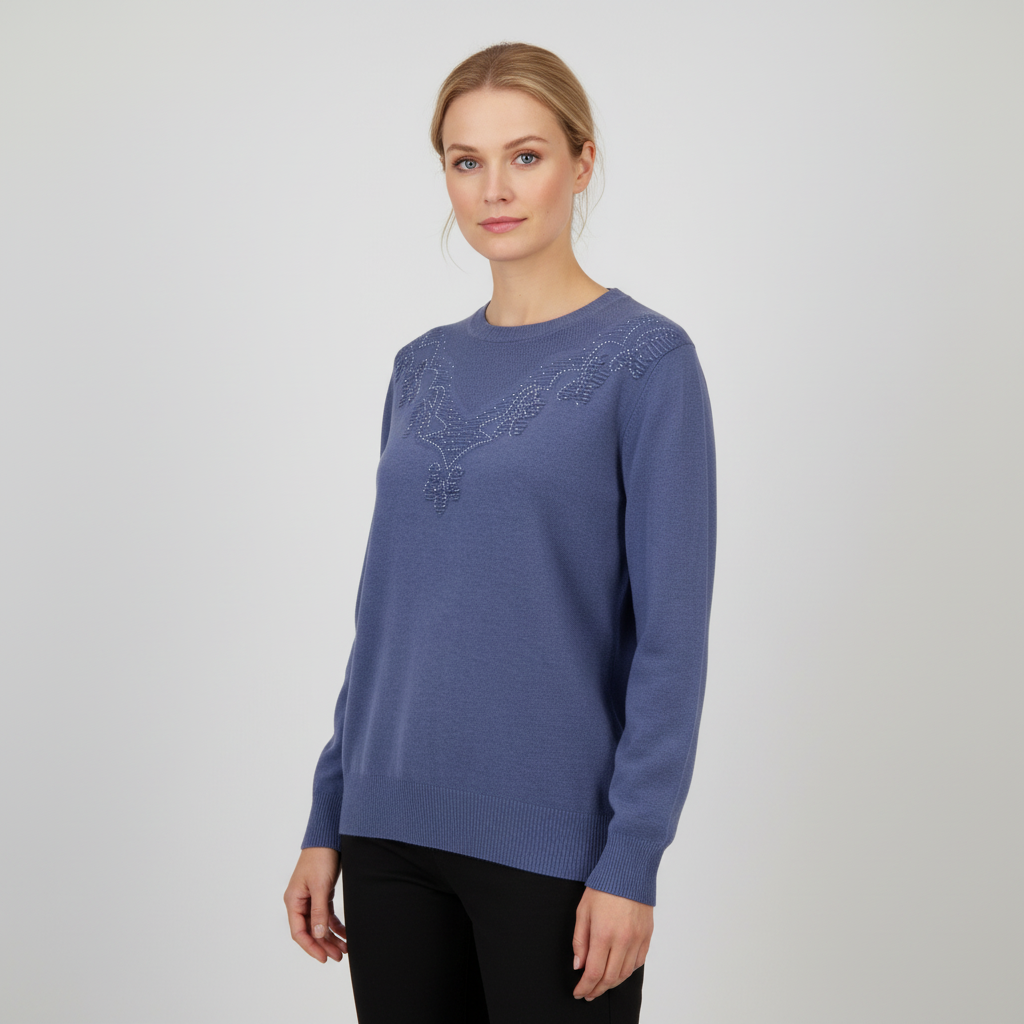 Etoile Dame Striktrøje - BLÅ