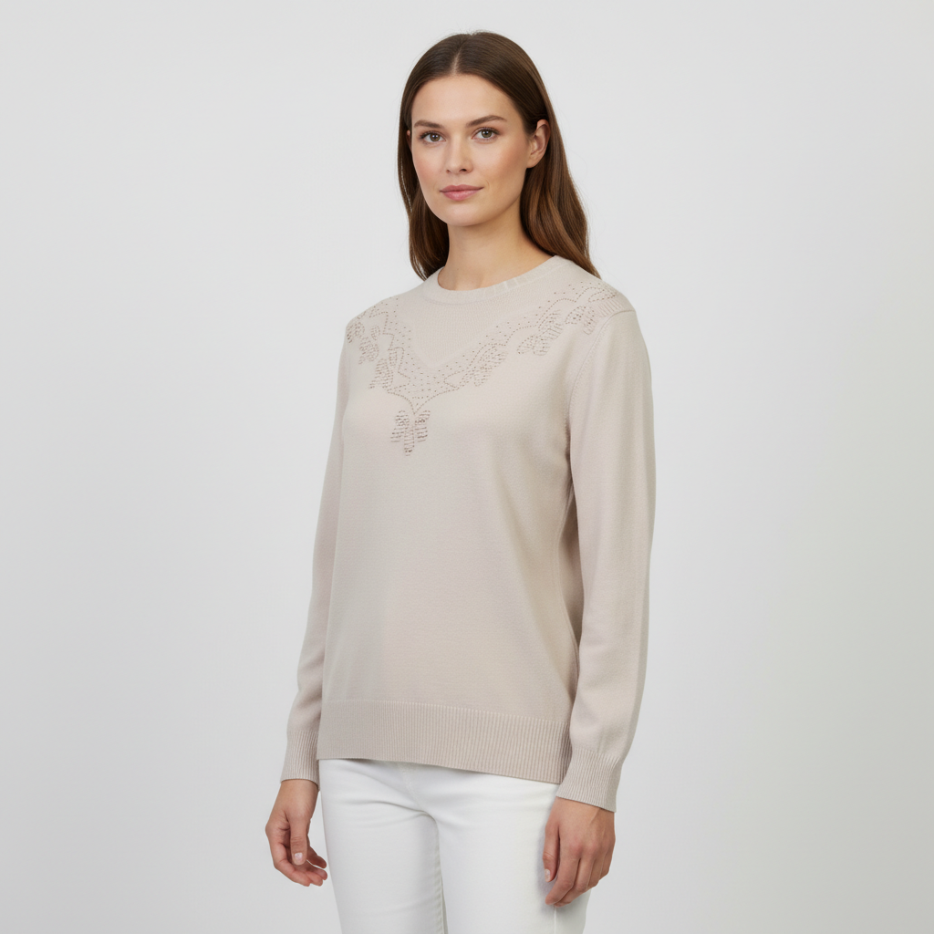 Etoile Dame Striktrøje - OFFWHITE