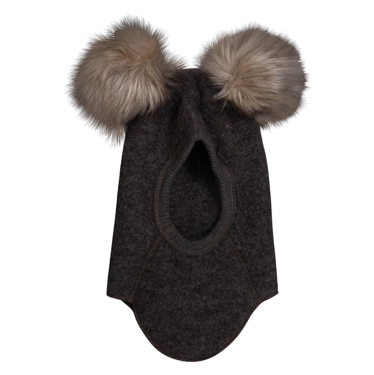 Soft Gallery Børne Elefanthue i merinould - Dark Brown Melange