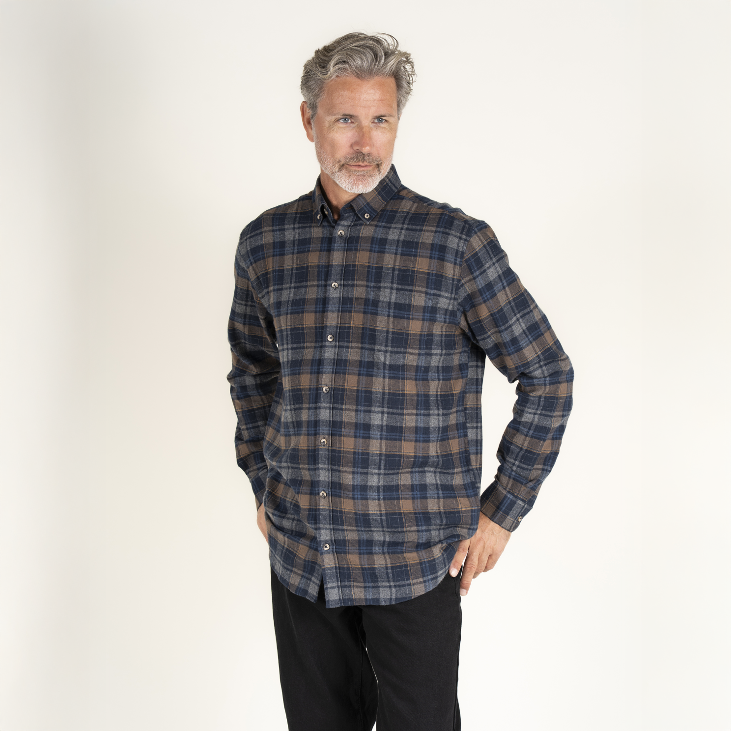 Vito Farmer Herre Skjorte - Mid Brown