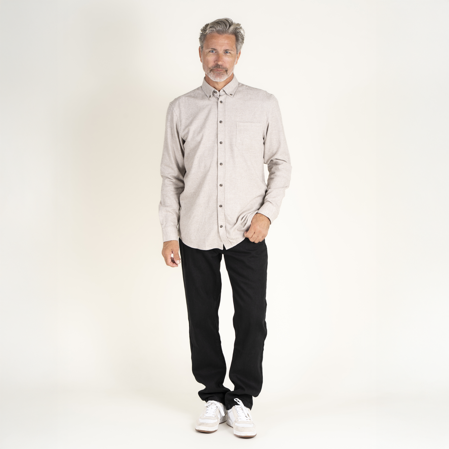 Vito Barny Herre Skjorte - Ultra Light Sand Melange