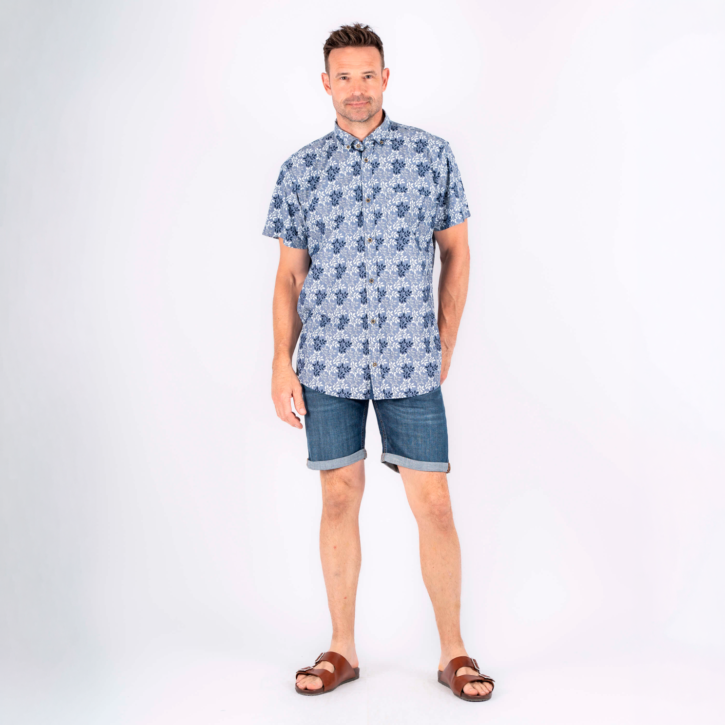 Pre End Julius Herre Kortærmet skjorte - Blue