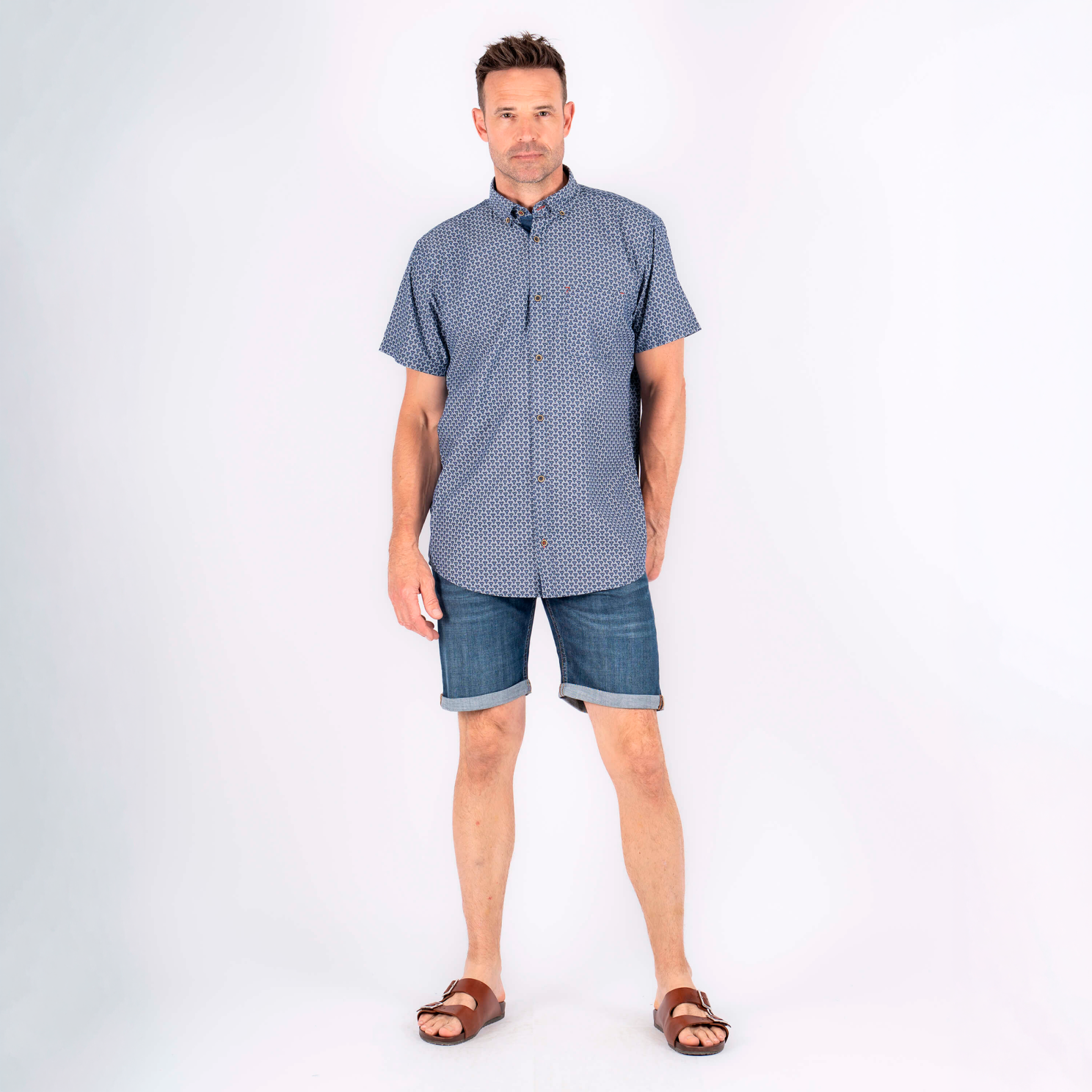 Pre End Julius Herre Kortærmet skjorte - Star Blue