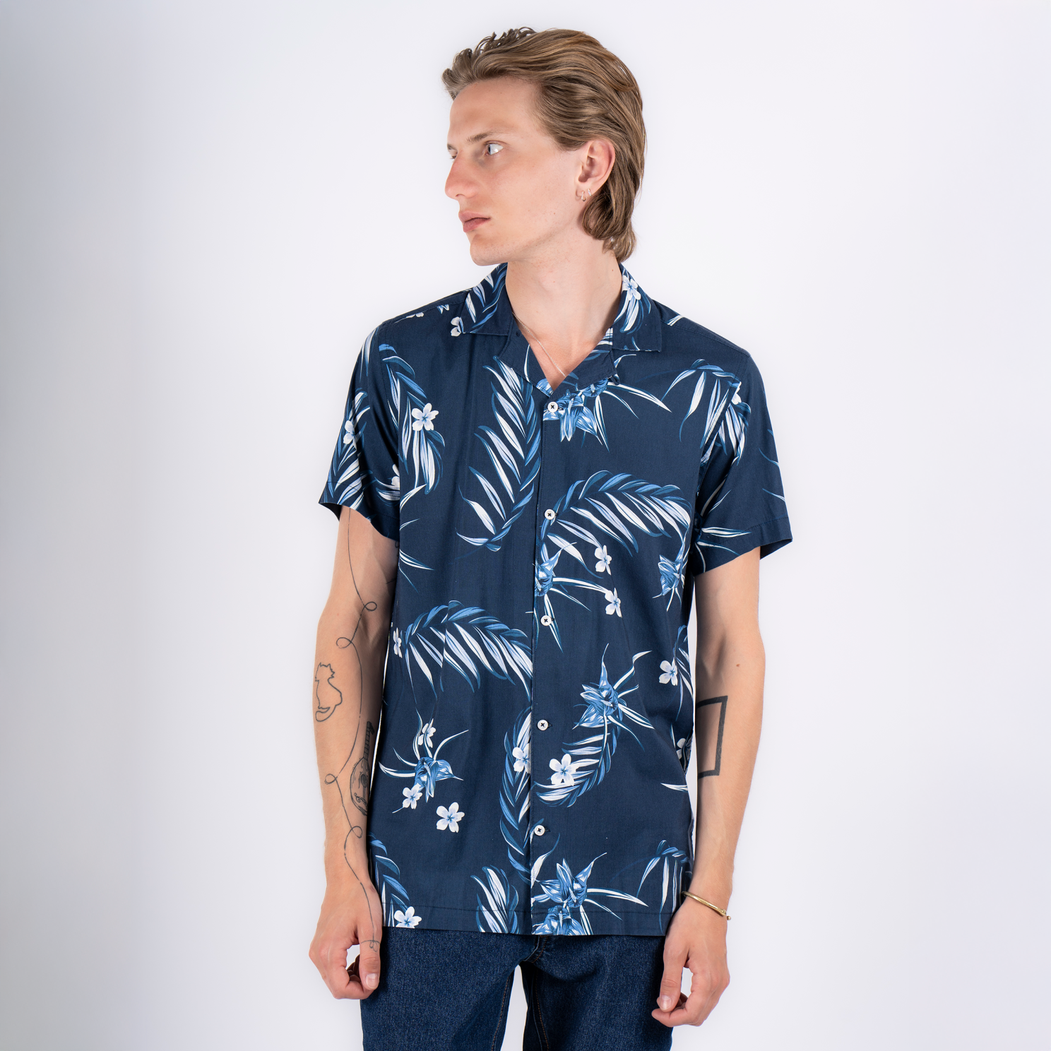 Marcus Boz Herre Kortærmet skjorte - Dk. Navy