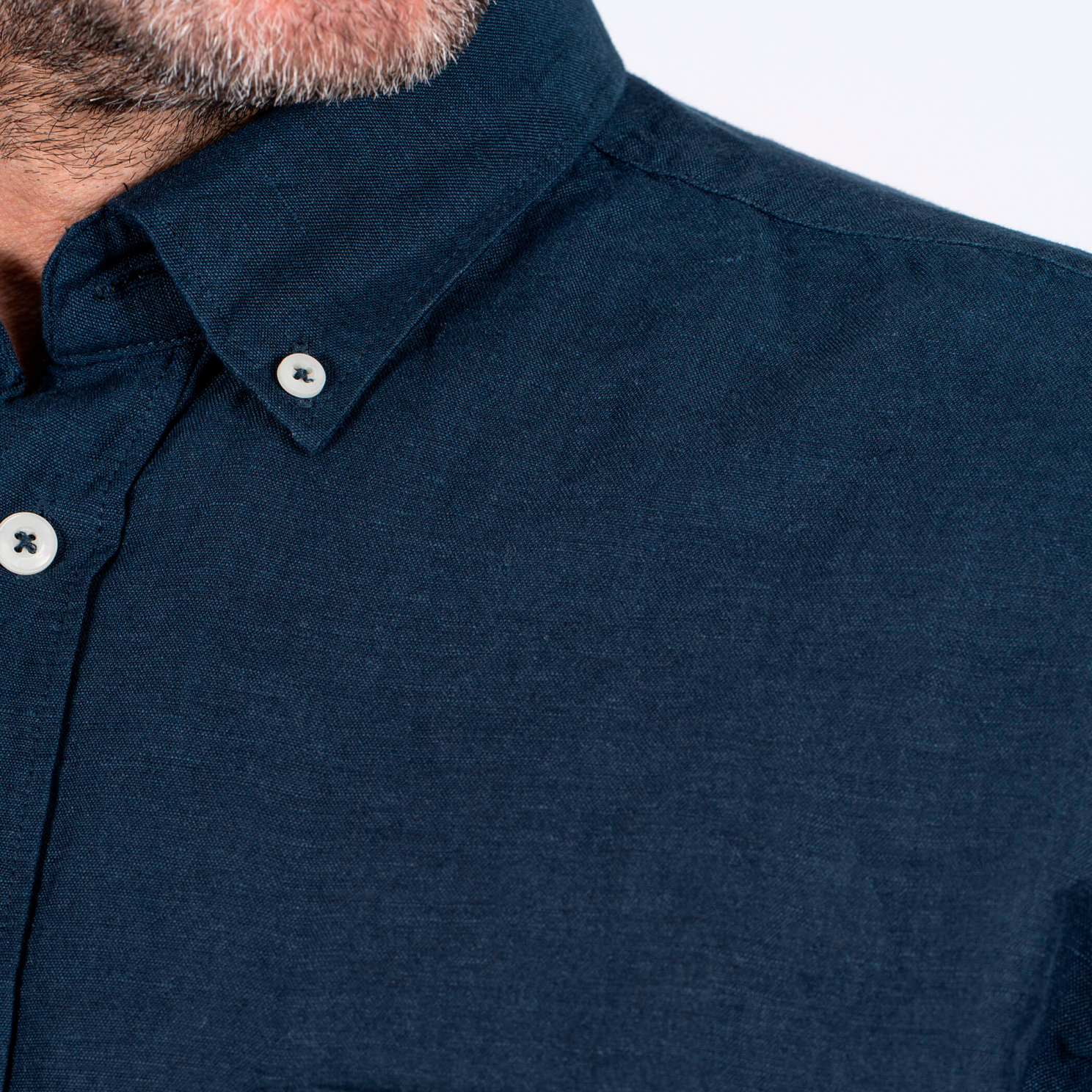 Pre End Frey Herre Kortærmet skjorte i hørmix - Naval Blue