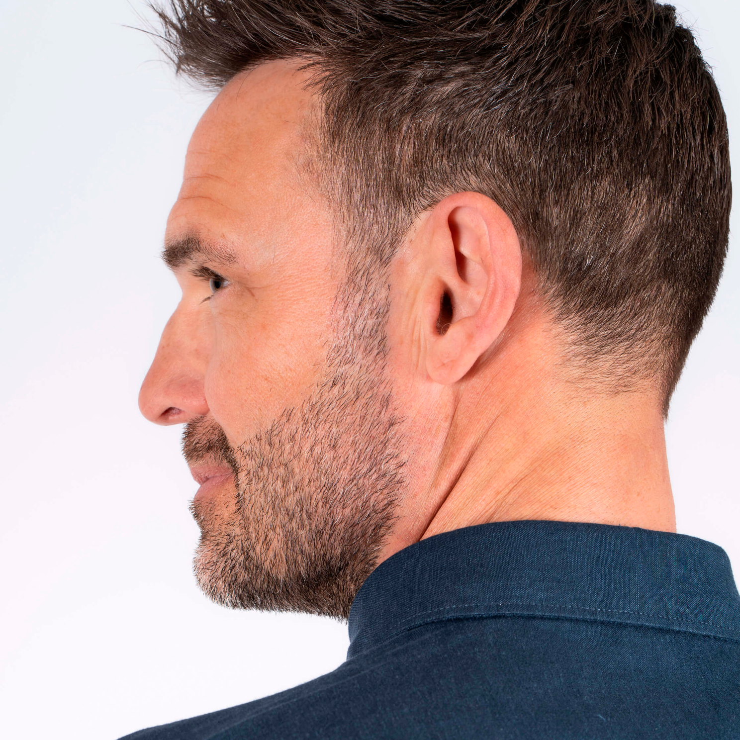 Pre End Frey Herre Kortærmet skjorte i hørmix - Naval Blue