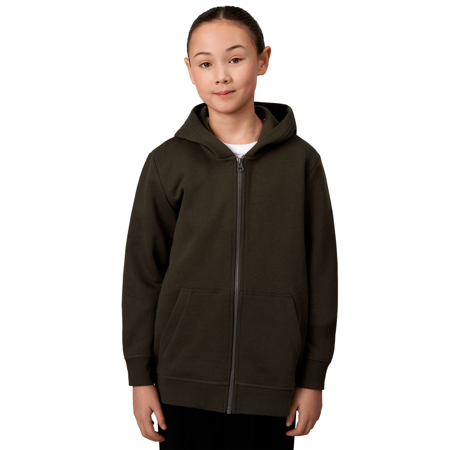 ID Core Zip Børne Hættetrøje - Oliven