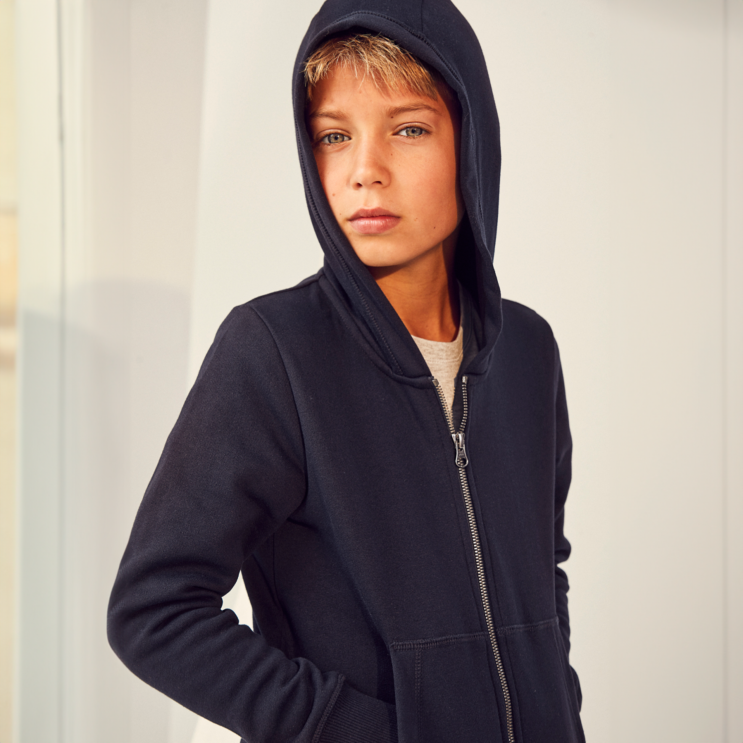 ID Core Zip Børne Hættetrøje - Navy