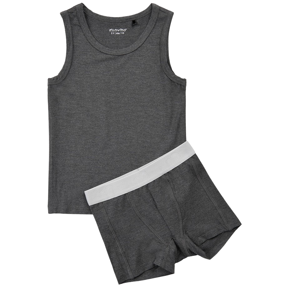 Minymo Drenge Undertøjssæt - Dark Gray melange