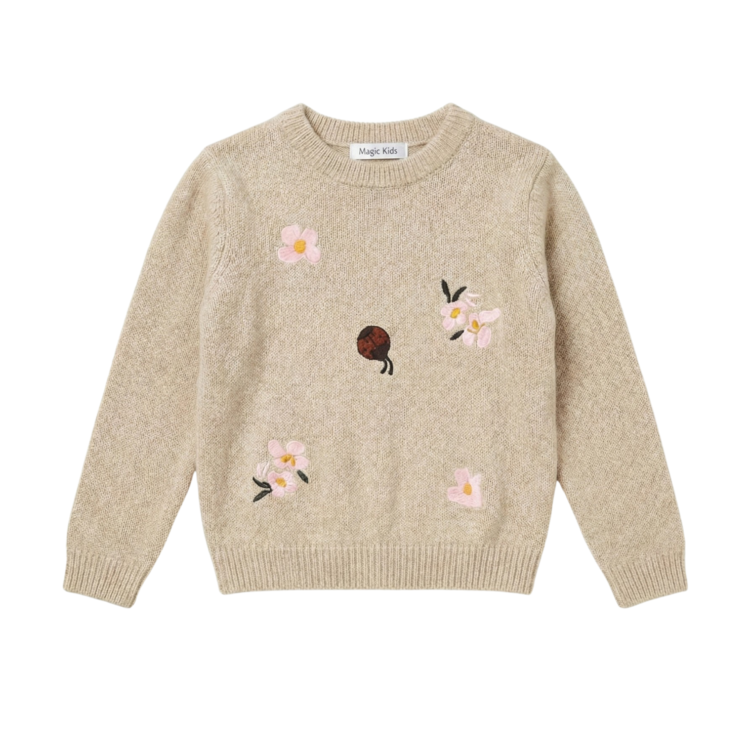 Magic Kids Pige Striktrøje - Sandshell