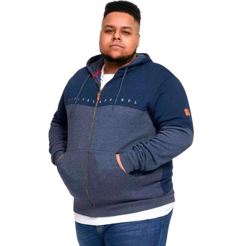 D555 Moreton Herre Cardigan Plus Size - Denim Marl/Navy