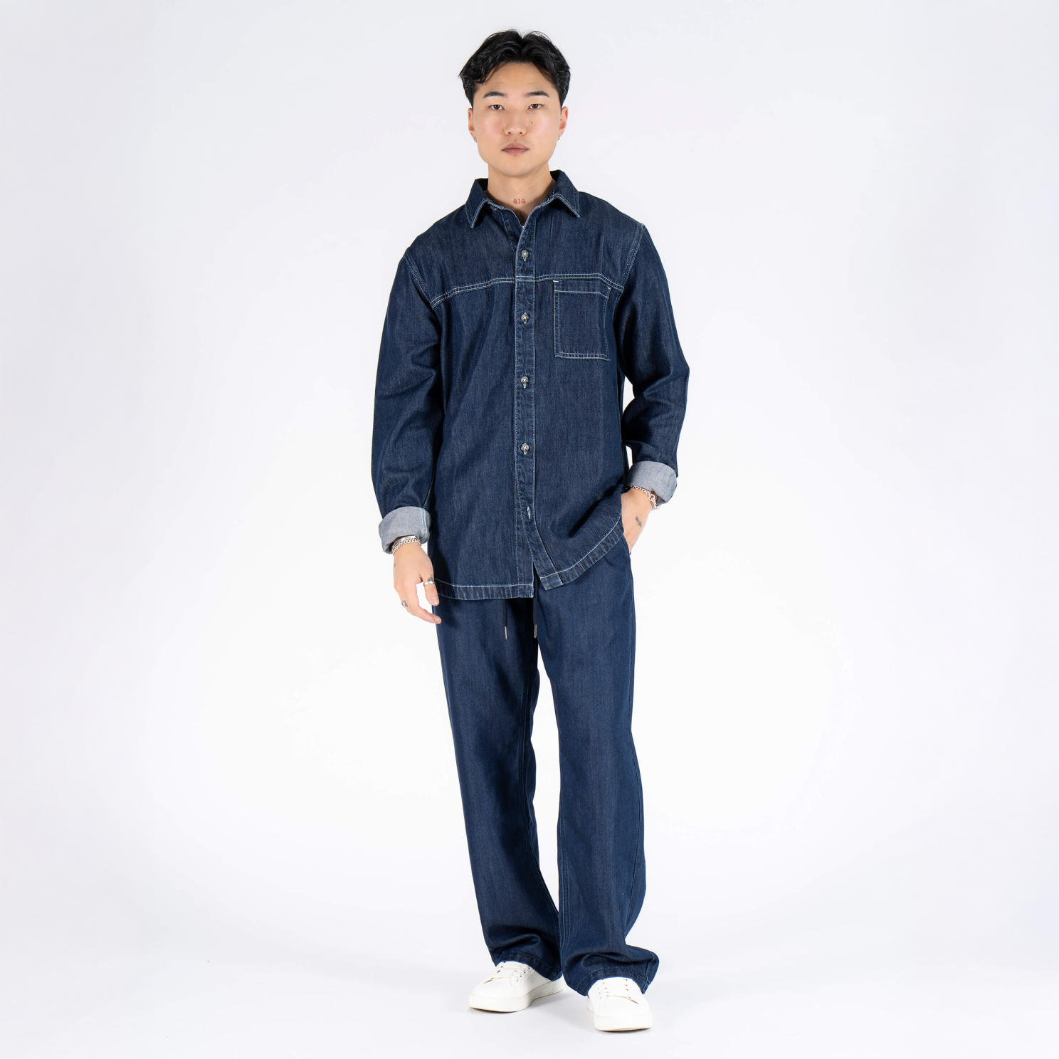 Marcus Stuart Herre Skjorte - Blue Night Wash