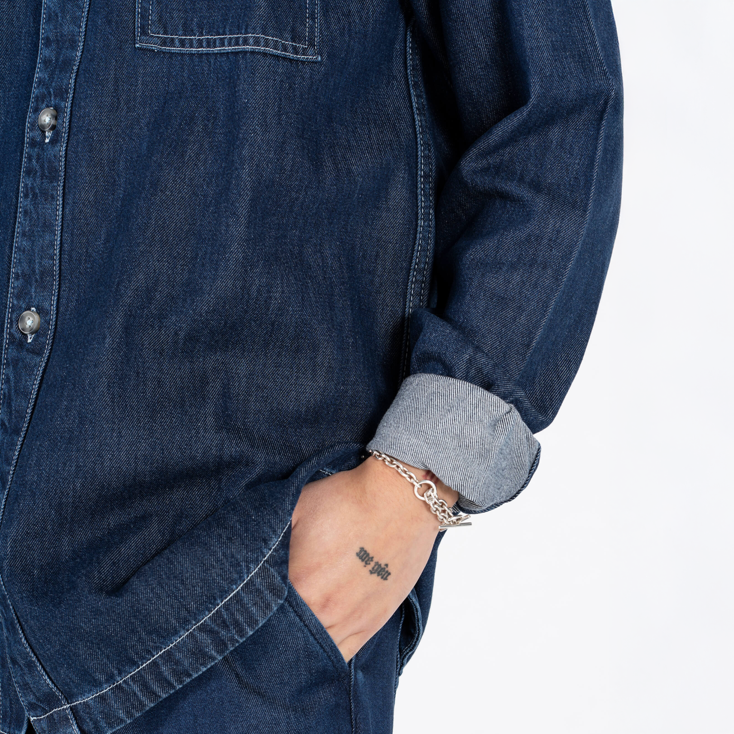 Marcus Stuart Herre Skjorte - Blue Night Wash