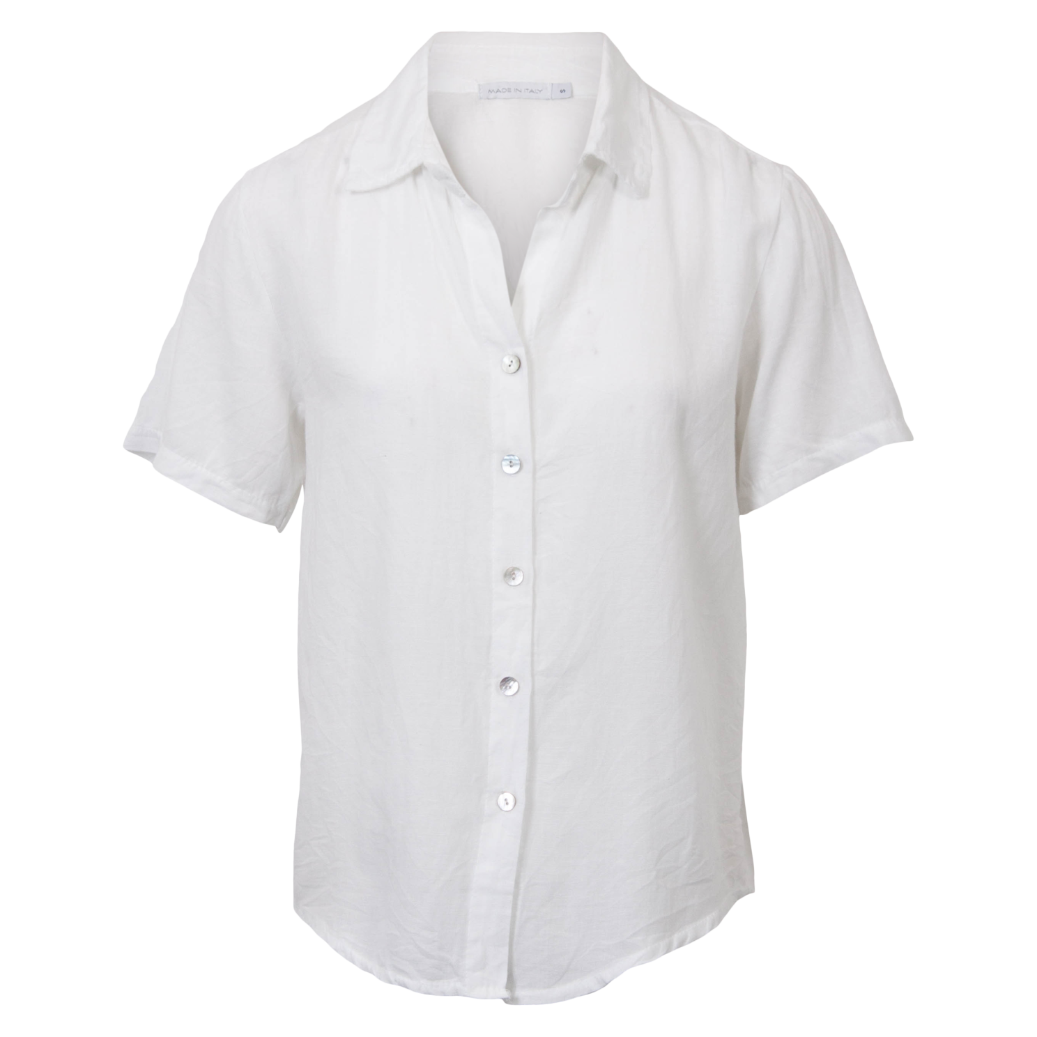 Leonora Dame Kortærmet skjorte i hørmix - Bright White