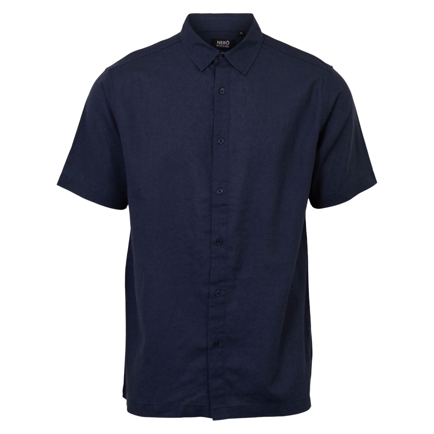 Nero Marco Herre Kortærmet skjorte i hørmix - Blue Nights