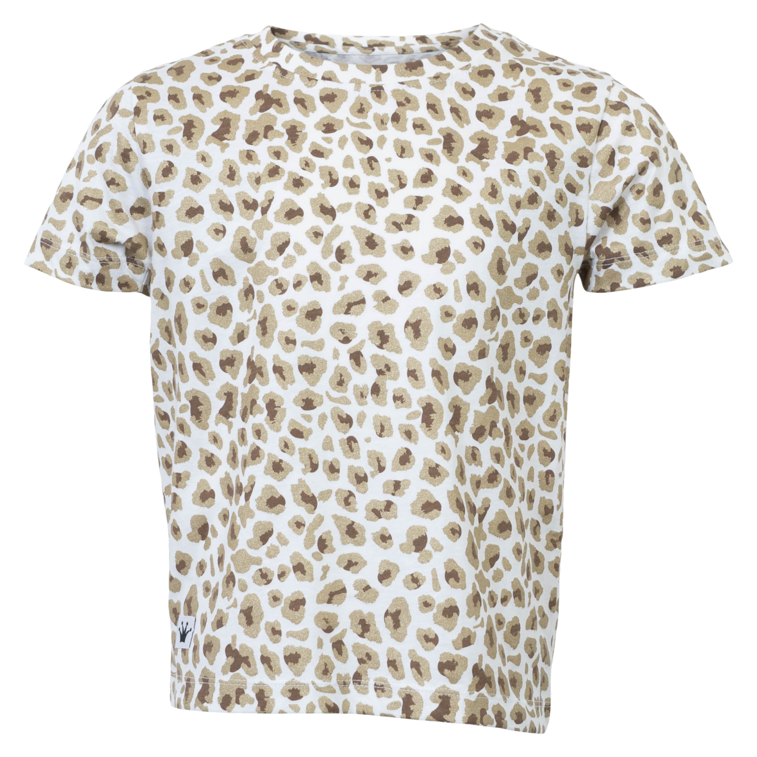 Queenz Doka Pige T-shirt m. glimmer - P2 AOP Leo Brown