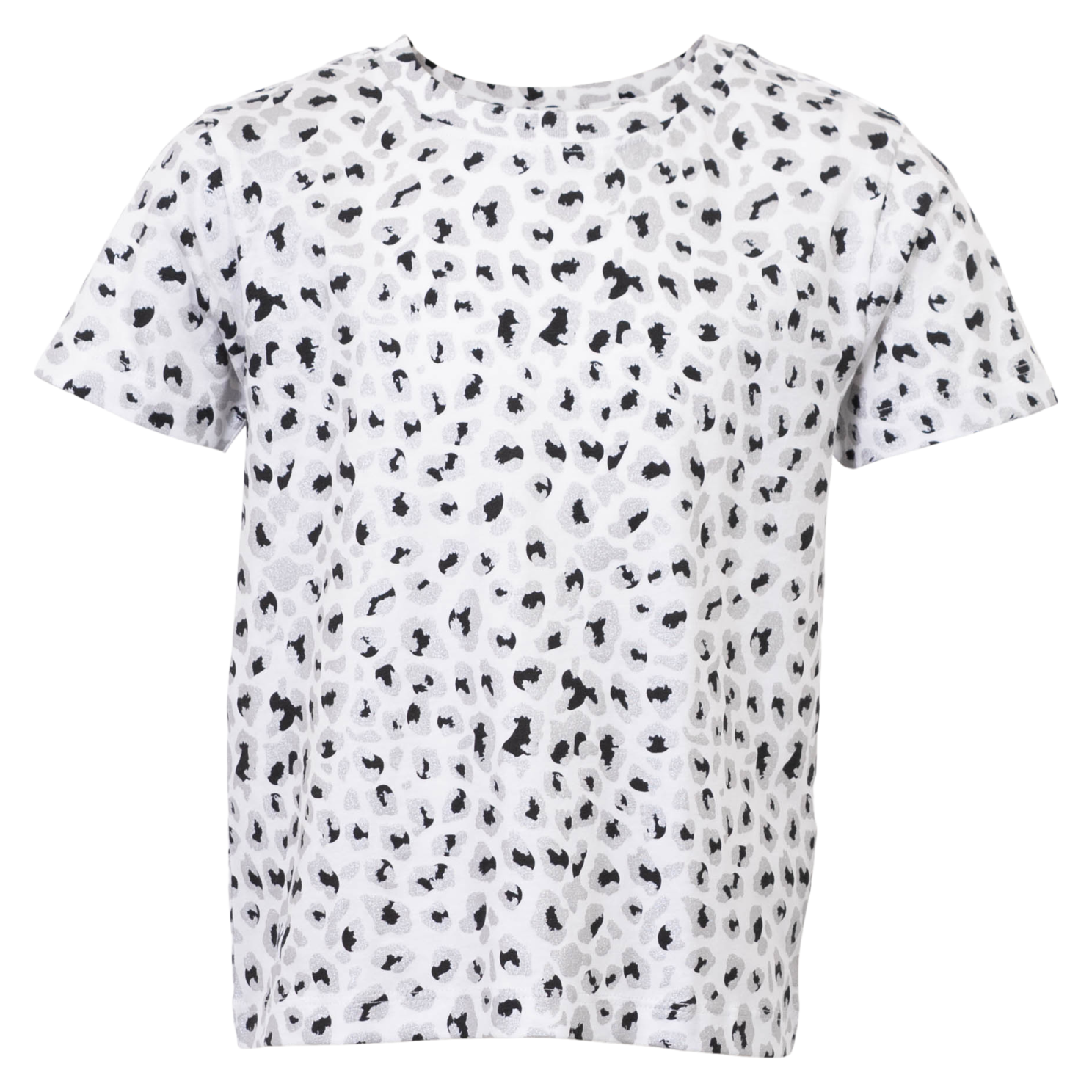 Queenz Doka Pige T-shirt m. glimmer - P2 AOP Leo Grey