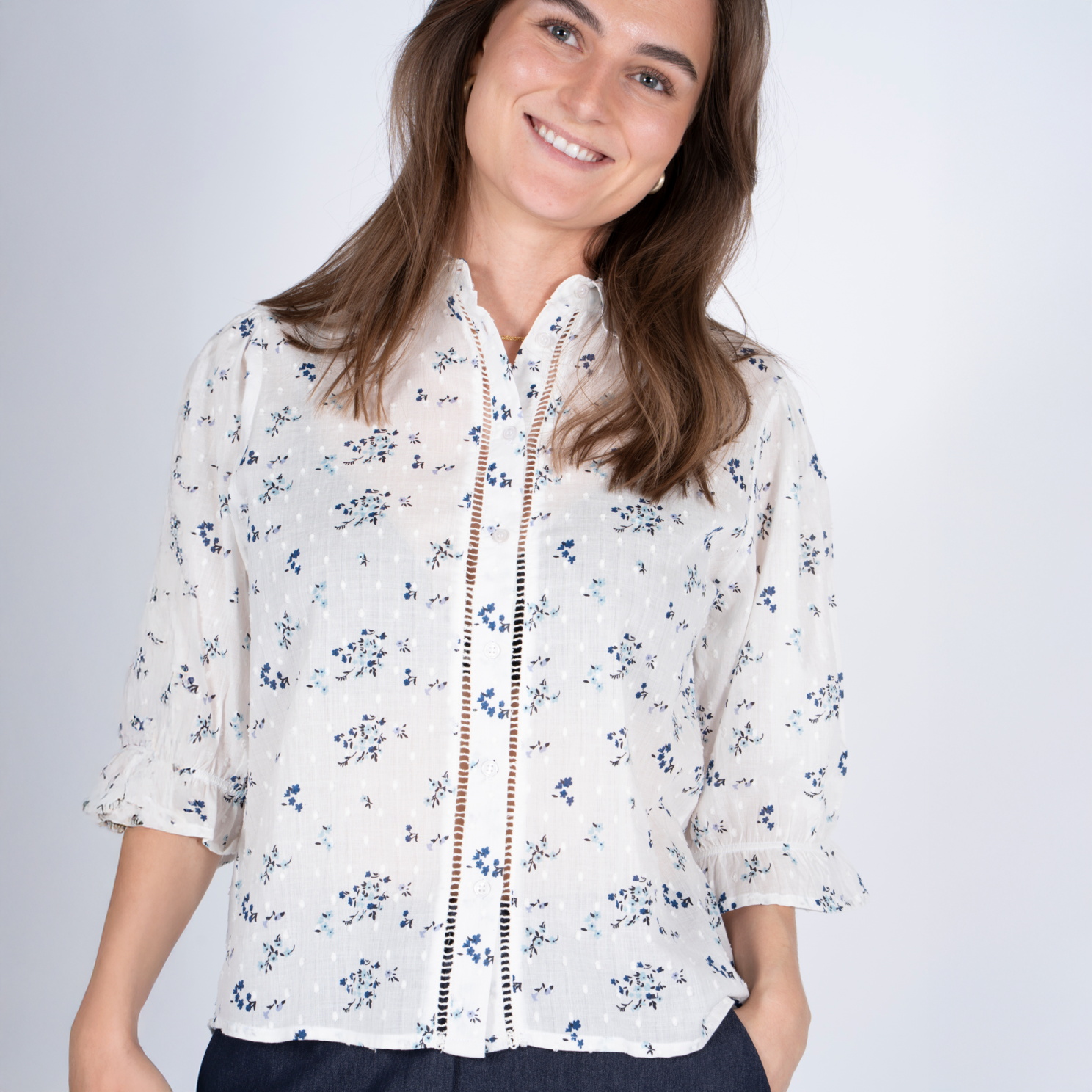 SASIA Celia Dame Bluse - CLOUD DANCER WHITE