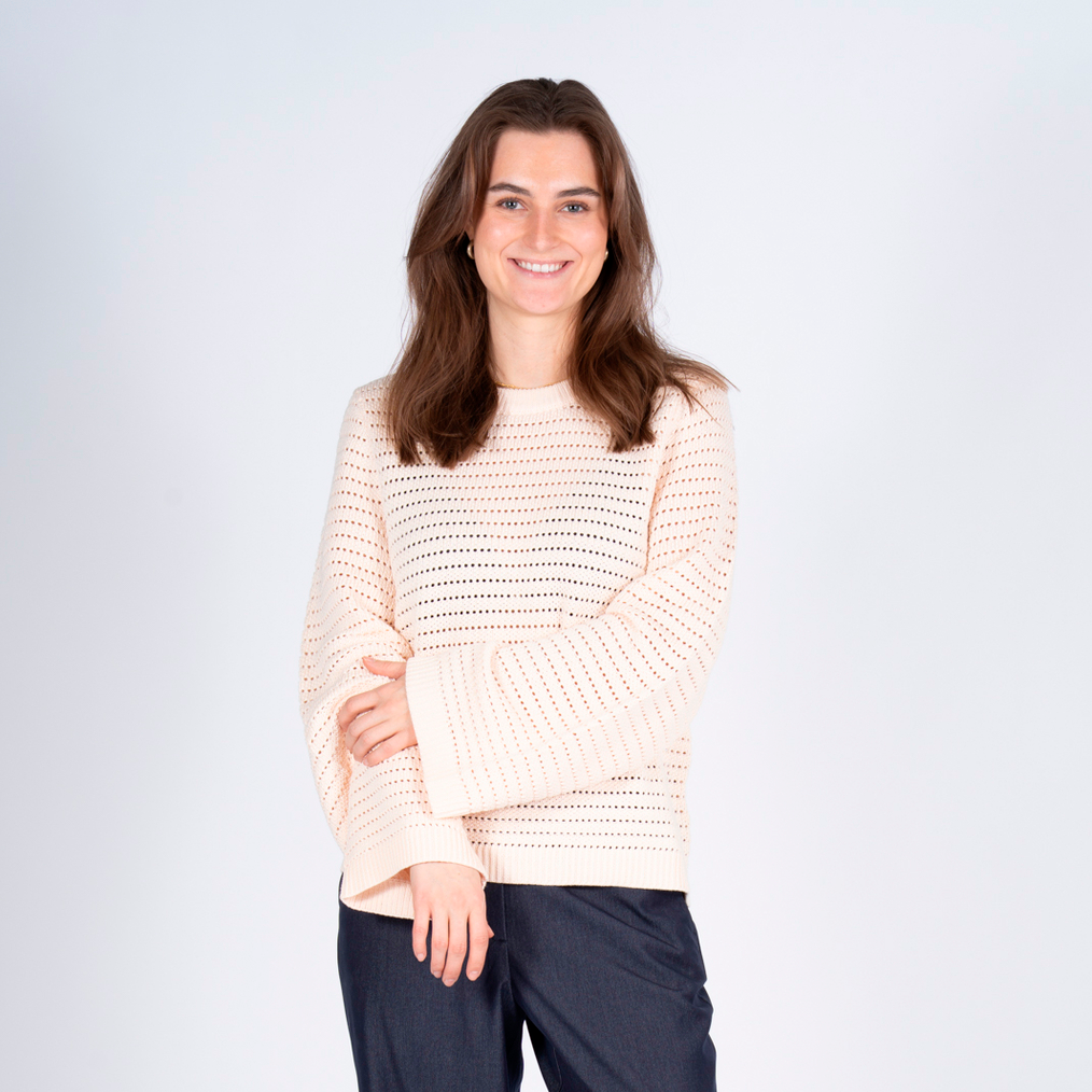 SASIA Mina Dame Striktrøje - EGGNOG OFF WHITE