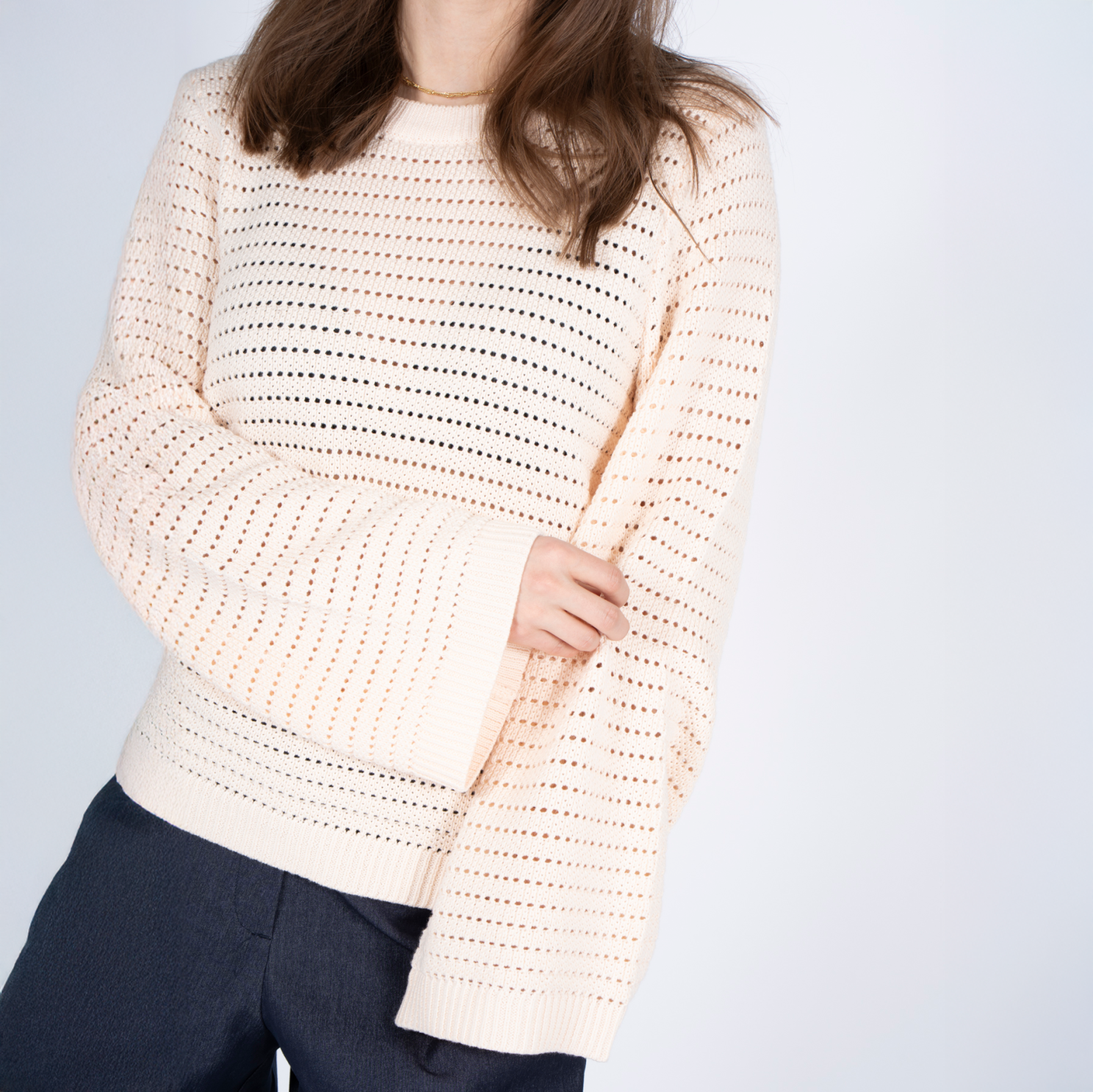 SASIA Mina Dame Striktrøje - EGGNOG OFF WHITE