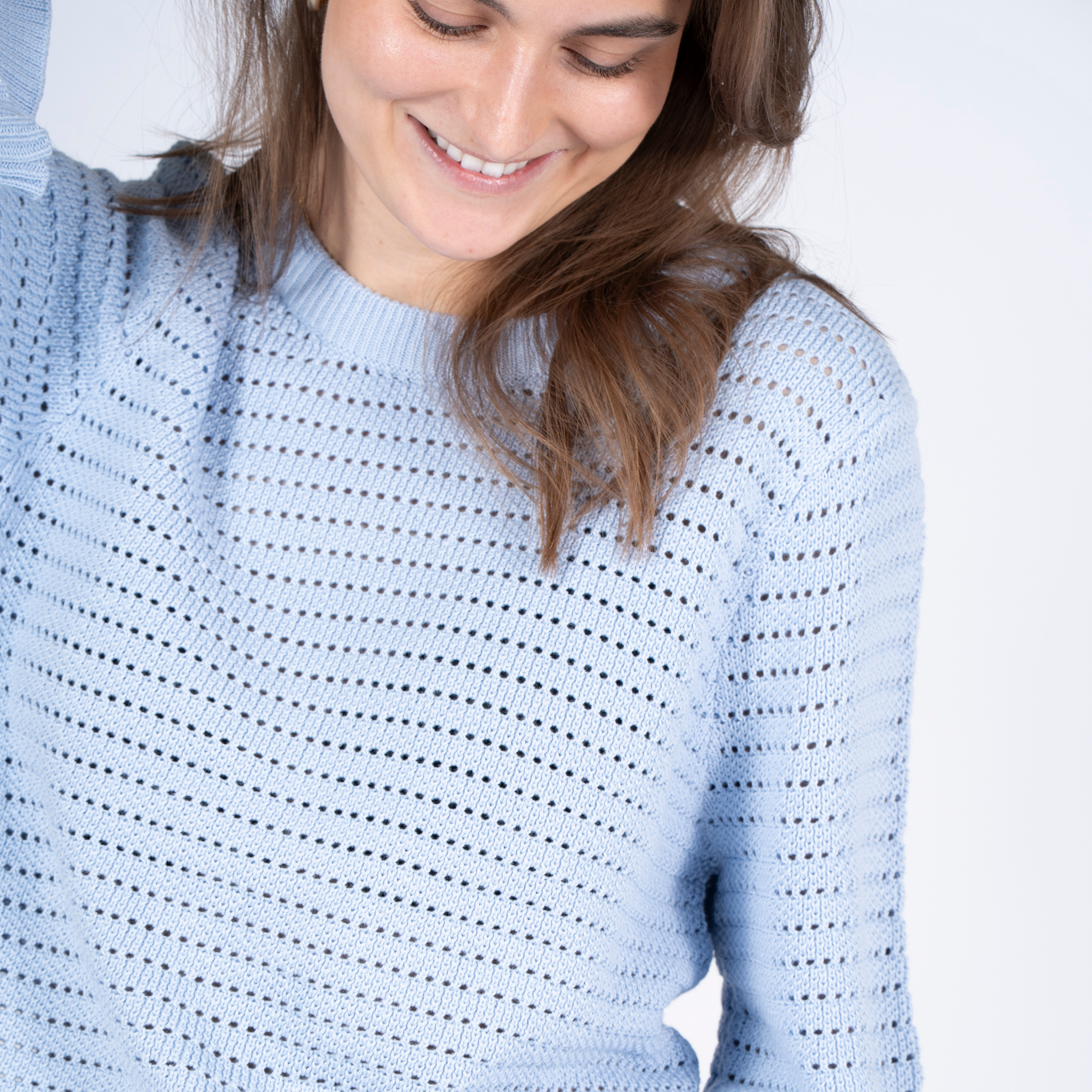 SASIA Mina Dame Striktrøje - CASHMERE BLUE