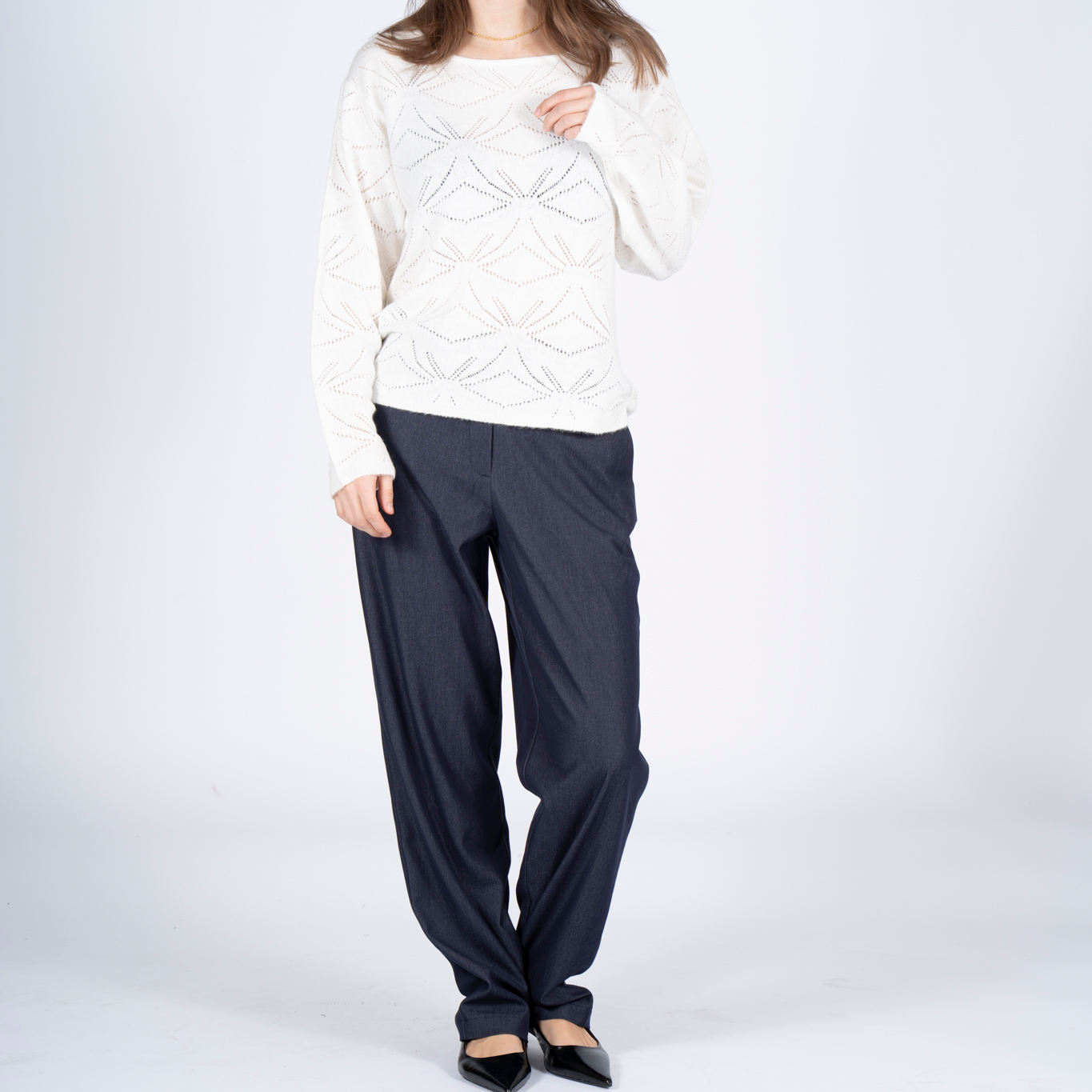 SASIA Gora Dame Striktrøje - CLOUD DANCER WHITE