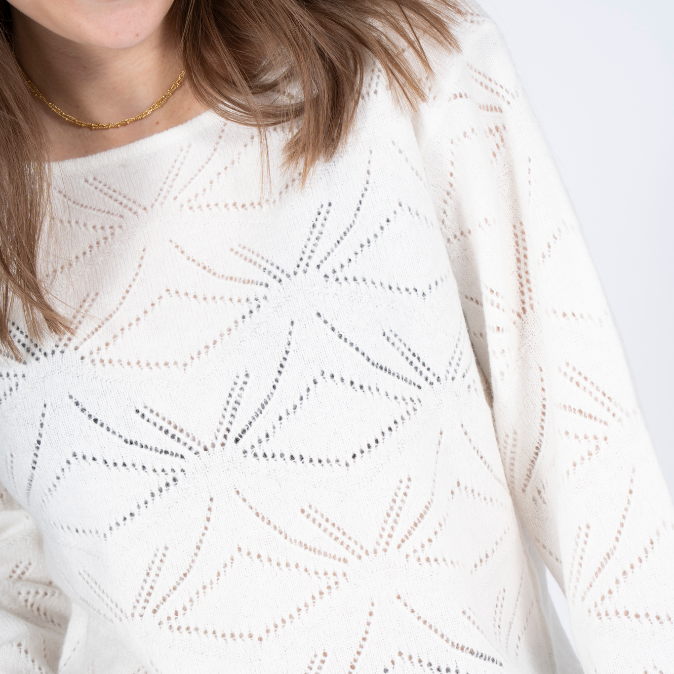 SASIA Gora Dame Striktrøje - CLOUD DANCER WHITE