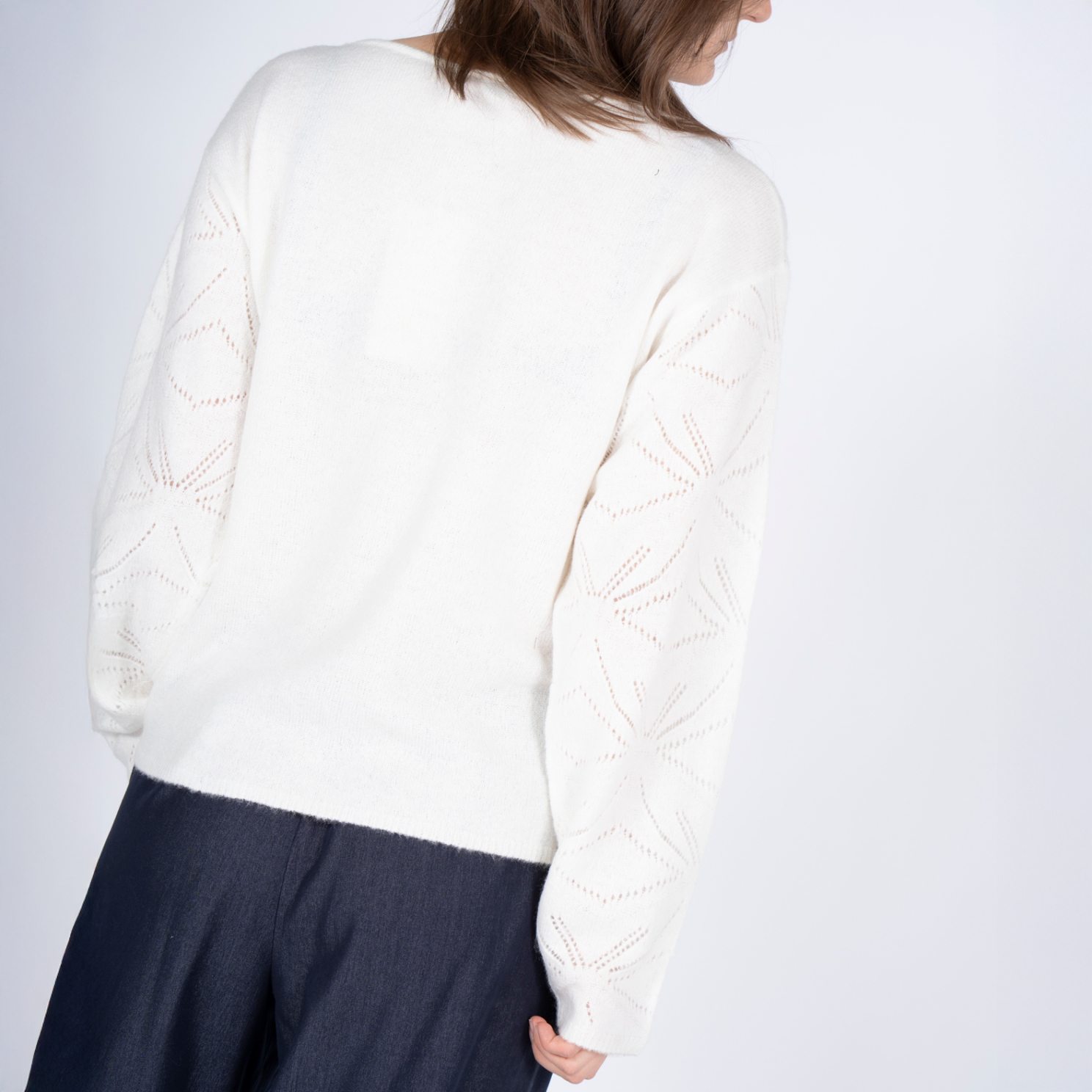 SASIA Gora Dame Striktrøje - CLOUD DANCER WHITE